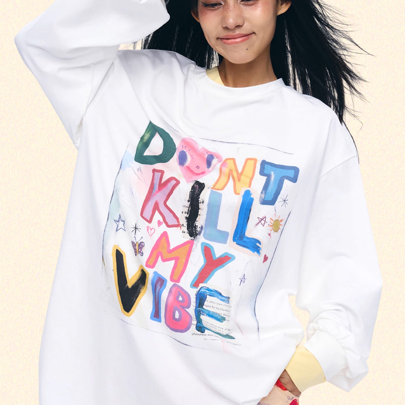 'Don't kill my vibe' unisex long sleeve tee - white