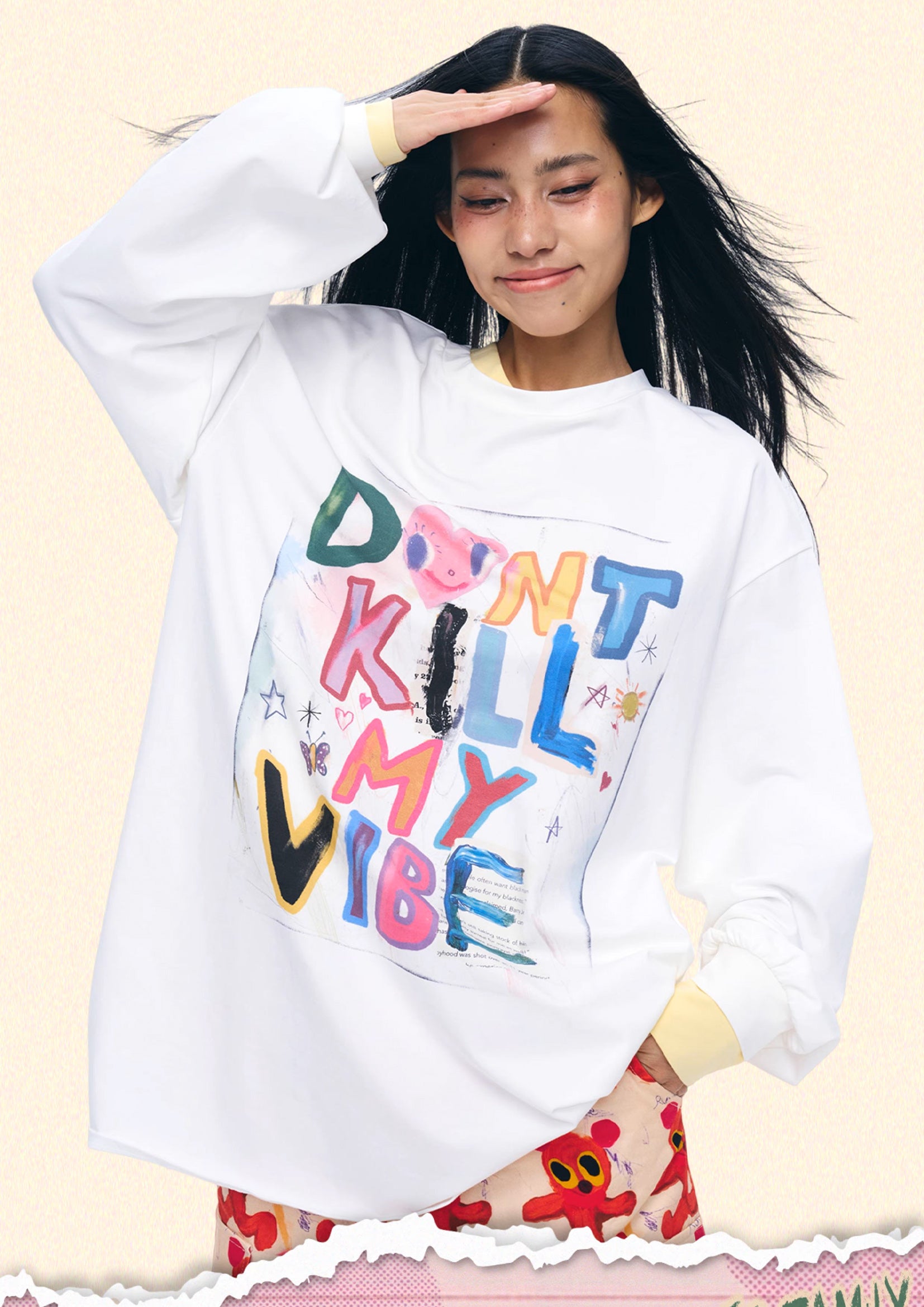 'Don't kill my vibe' unisex long sleeve tee - white