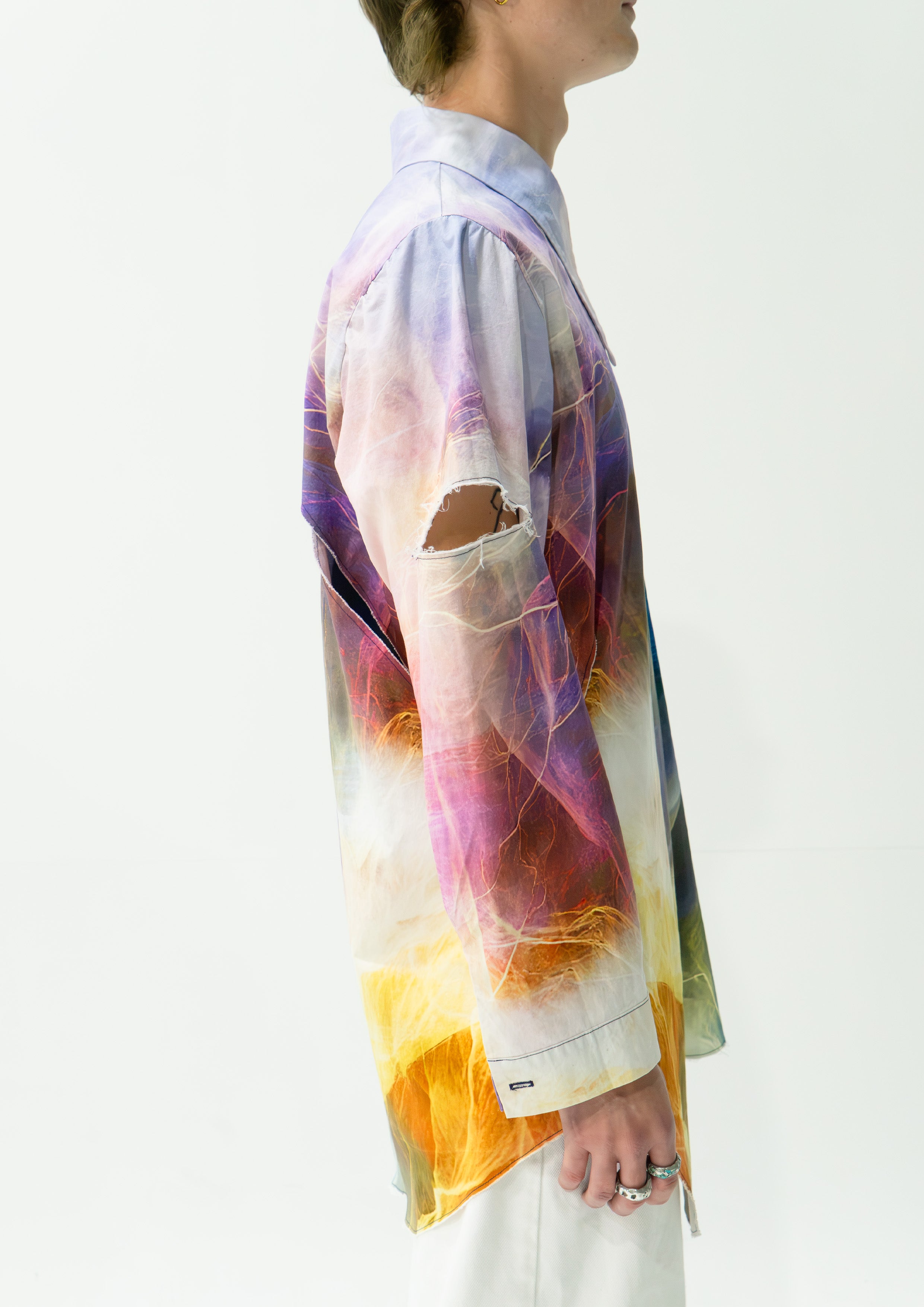 'Thunderstorm' asymmetric shirt - navy