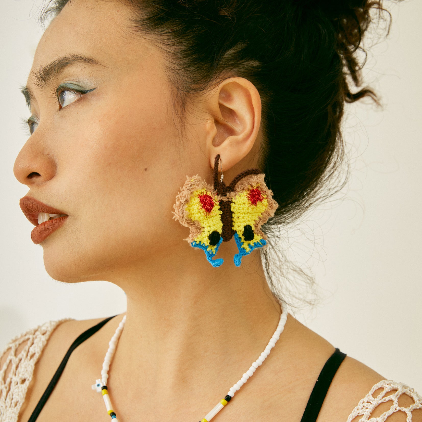 Butterfly crochet earrings - yellow