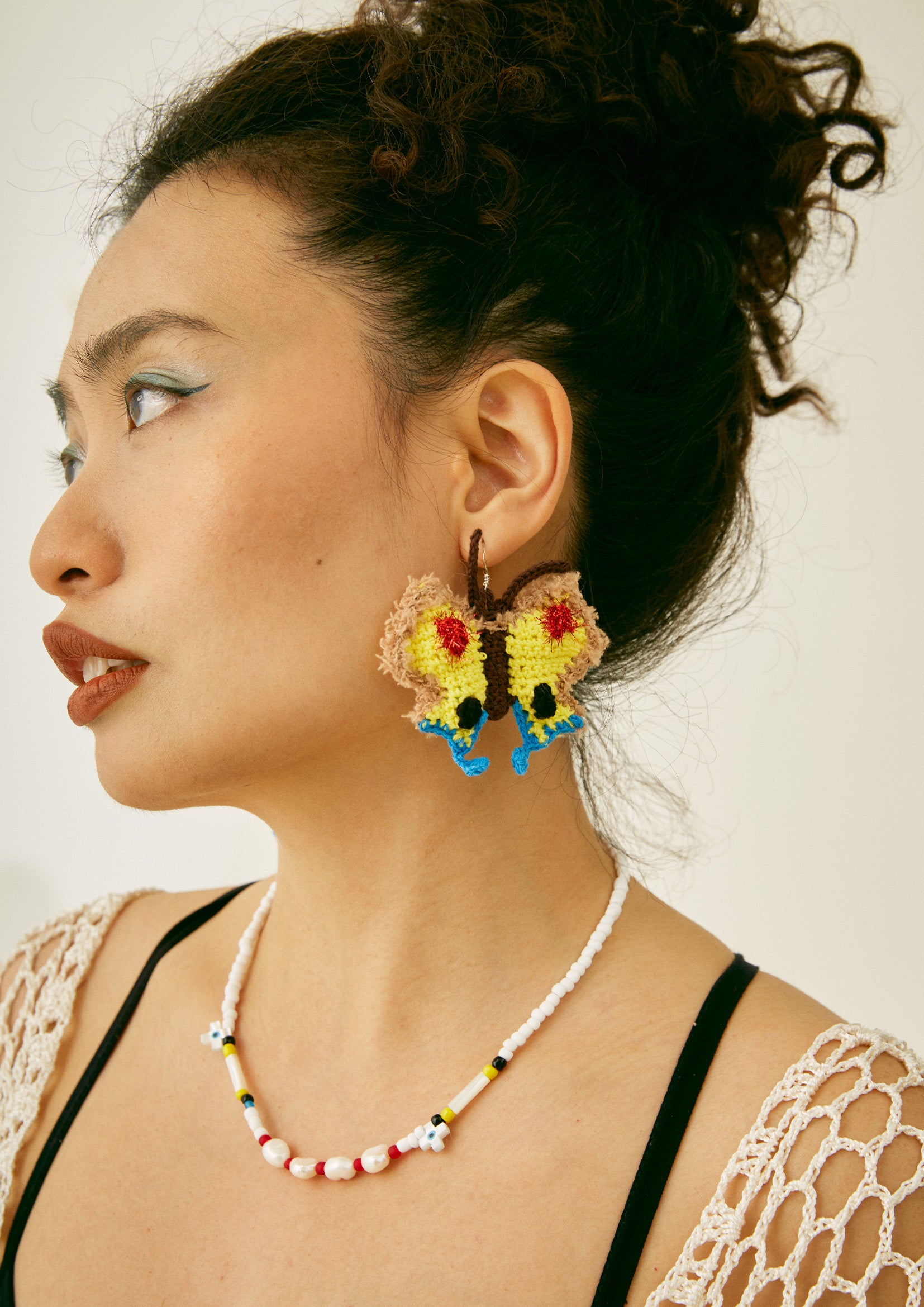 Butterfly crochet earrings - yellow