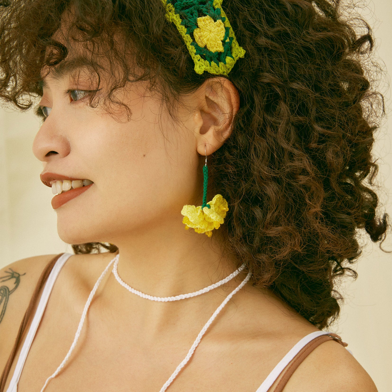 Canola flower crochet earrings - yellow