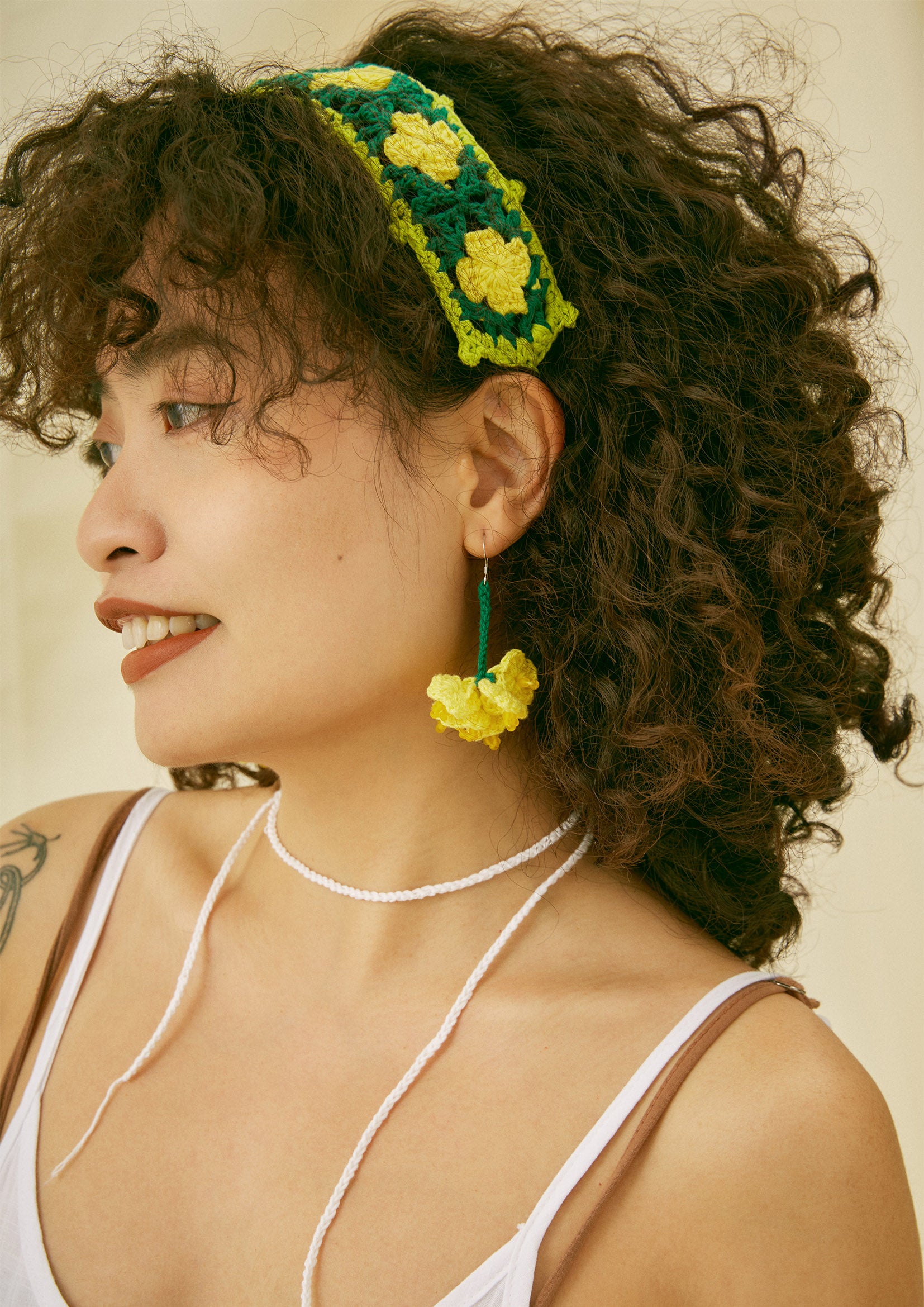 Canola flower crochet earrings - yellow