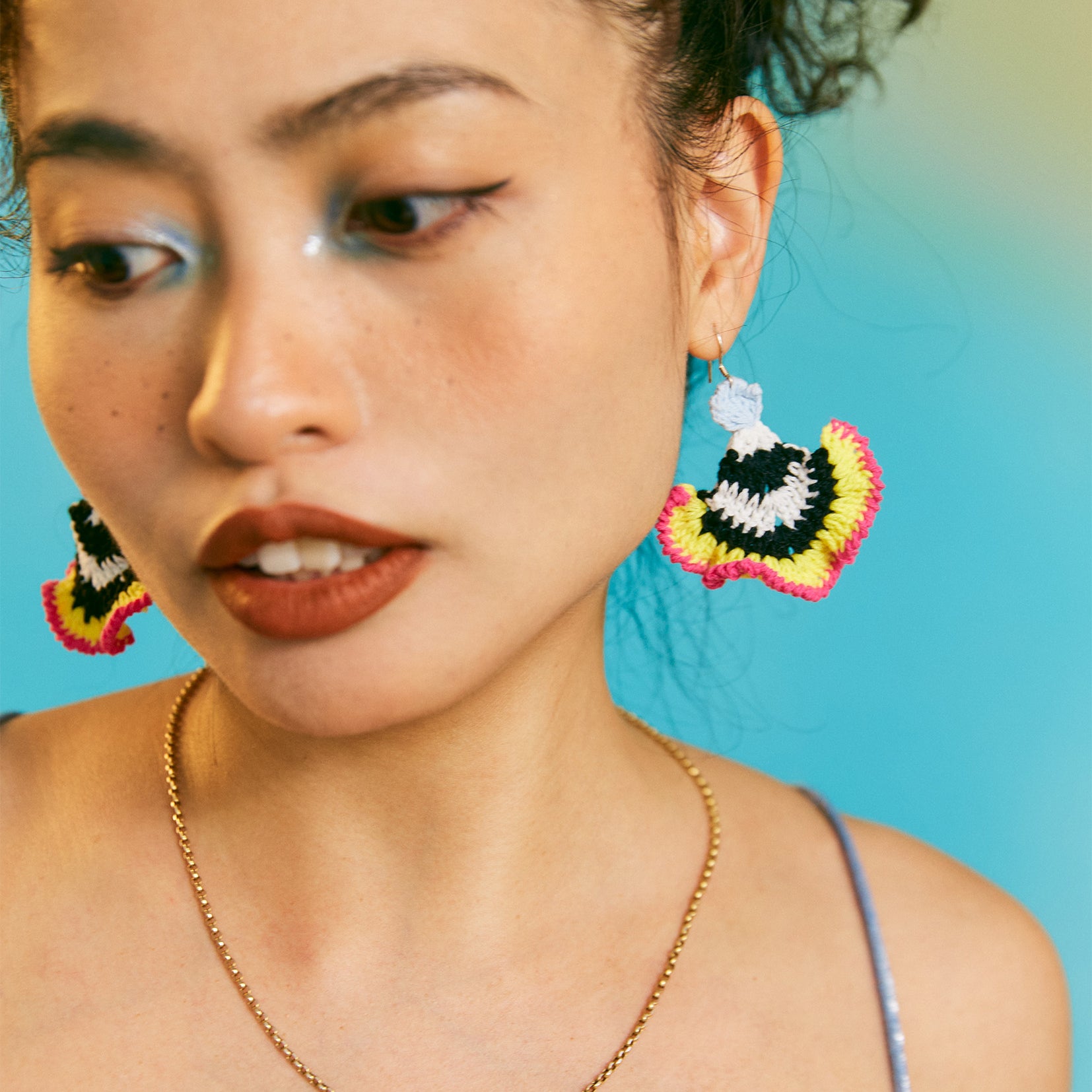 Coral reef crochet earrings - yellow