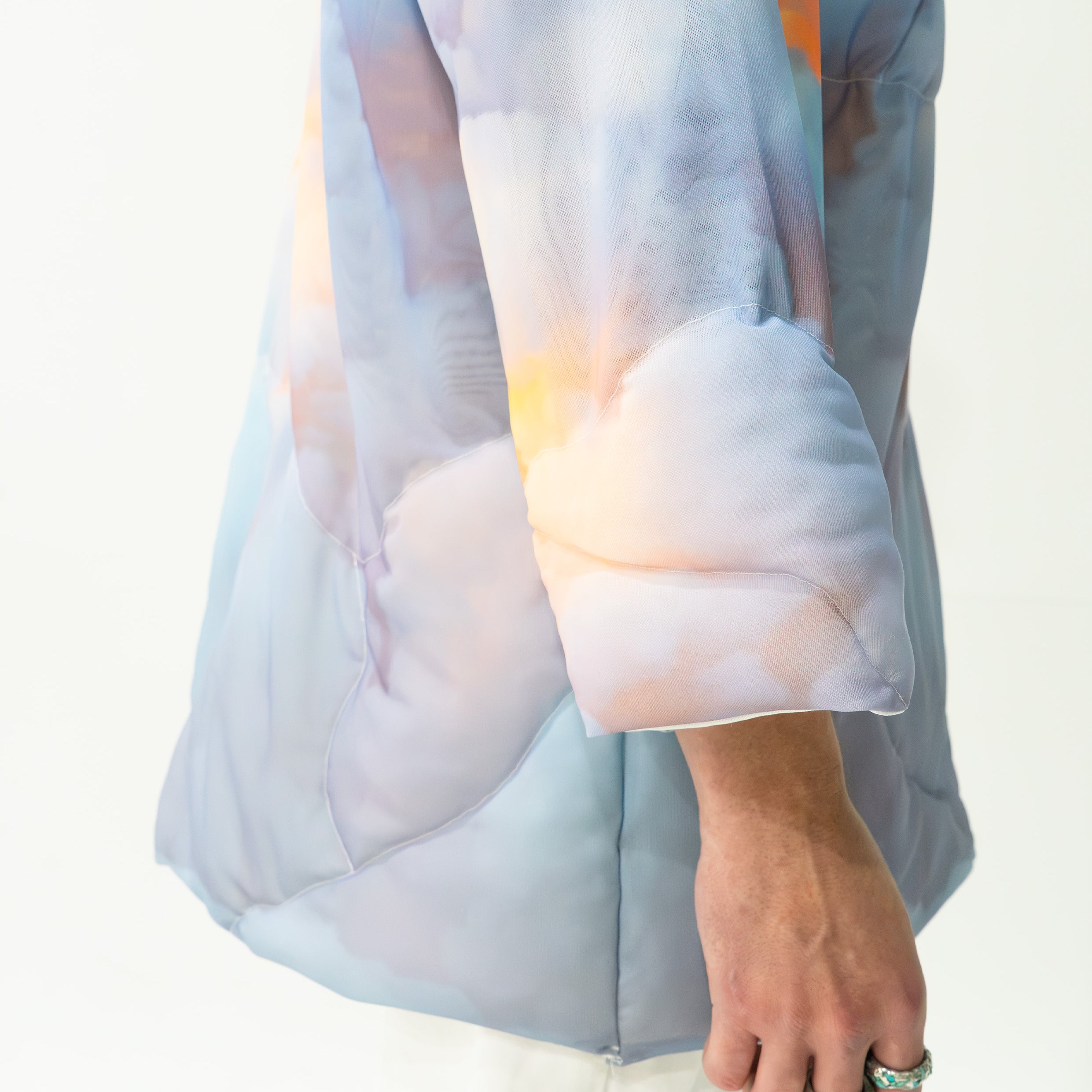 'Clouds' quilted mesh jumper - baby blue