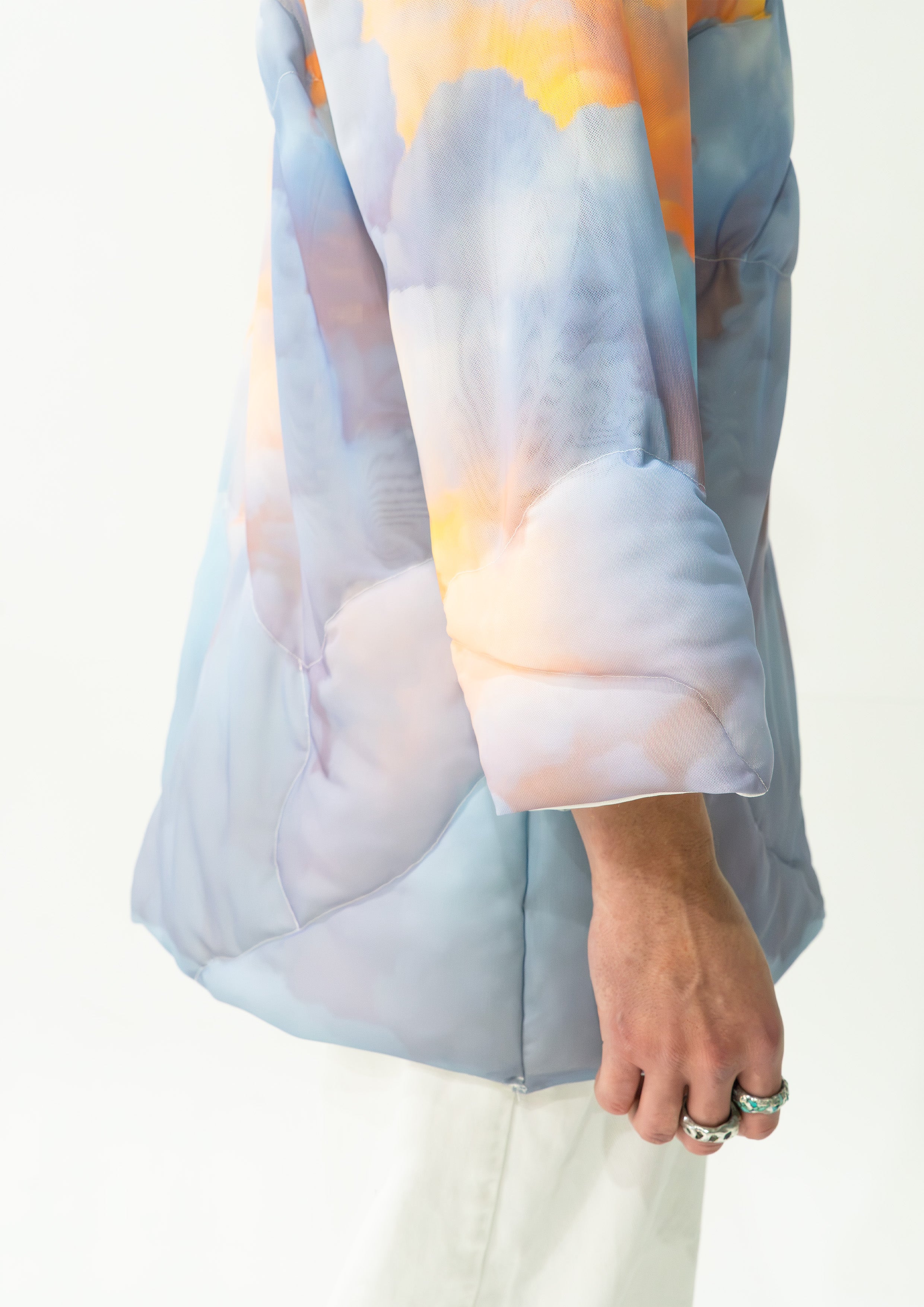 'Clouds' quilted mesh jumper - baby blue