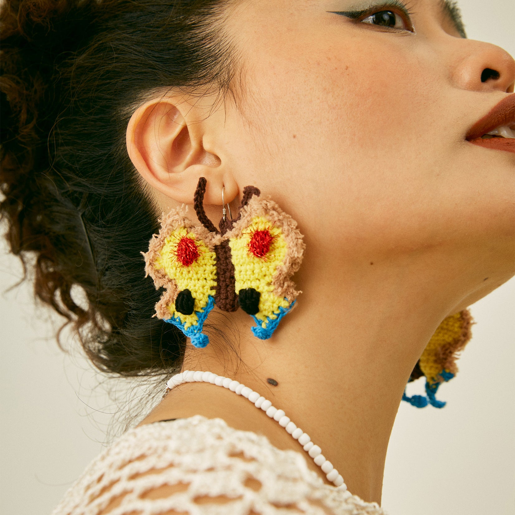 Butterfly crochet earrings - yellow