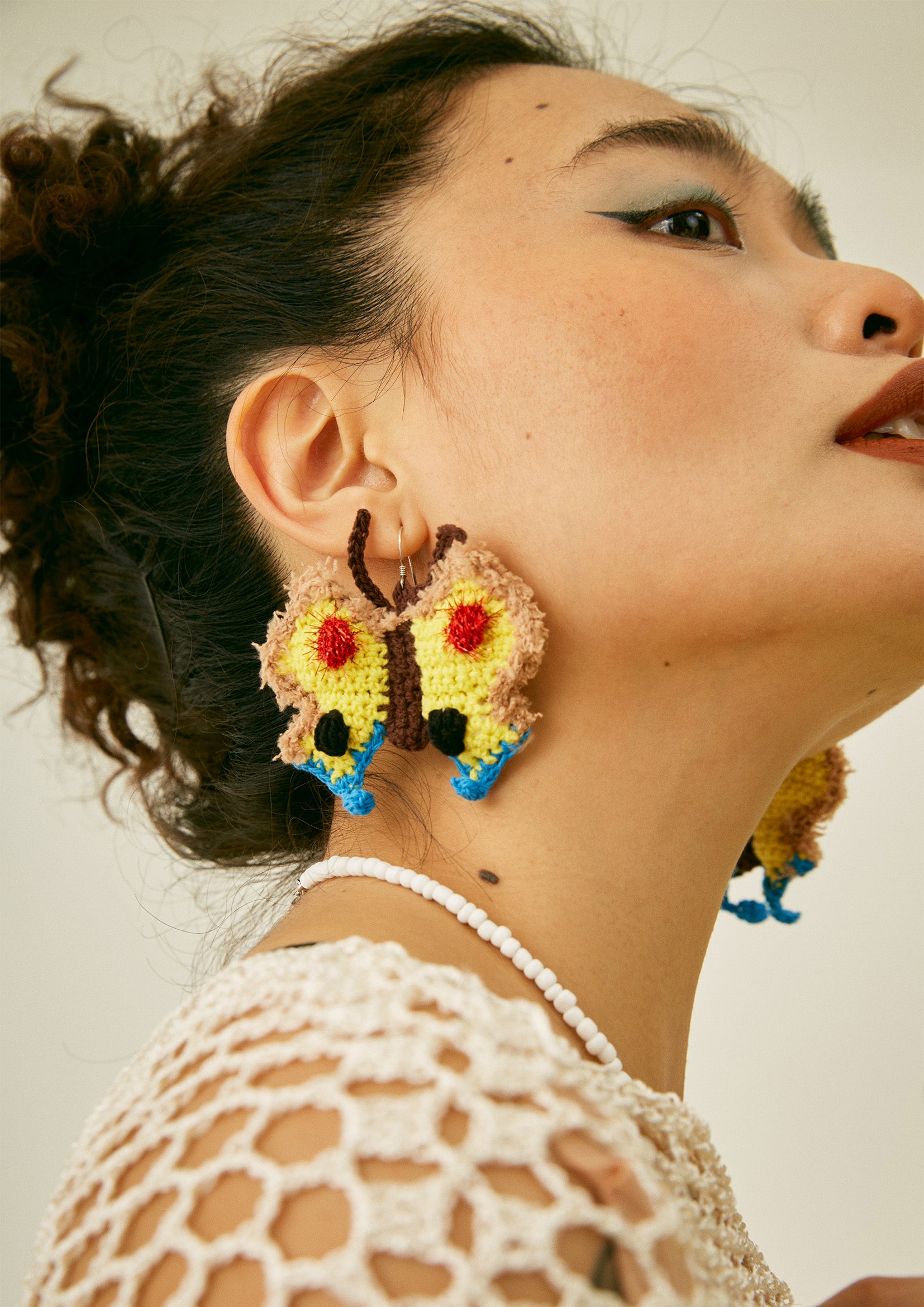 Butterfly crochet earrings - yellow