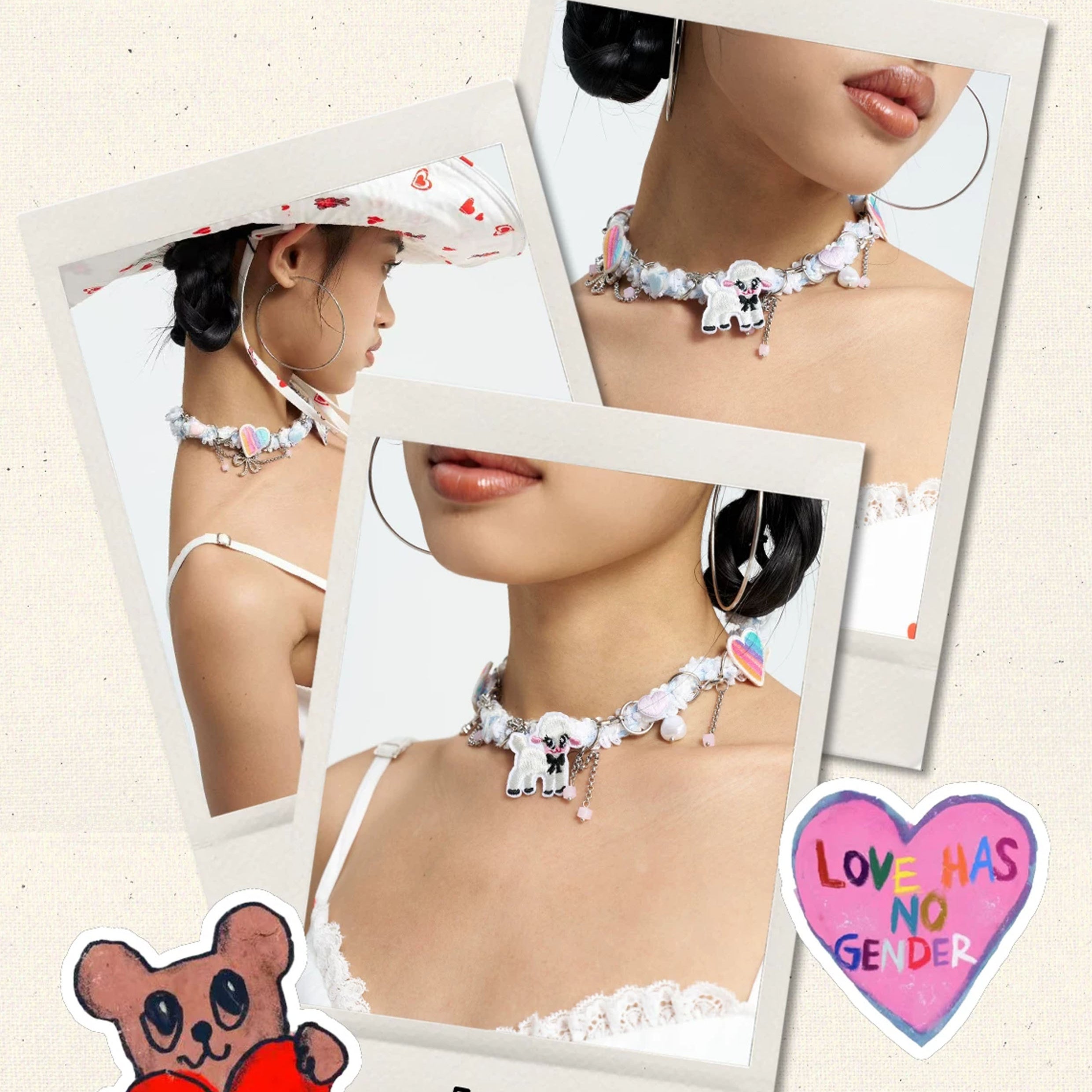 Lamb chain choker necklace