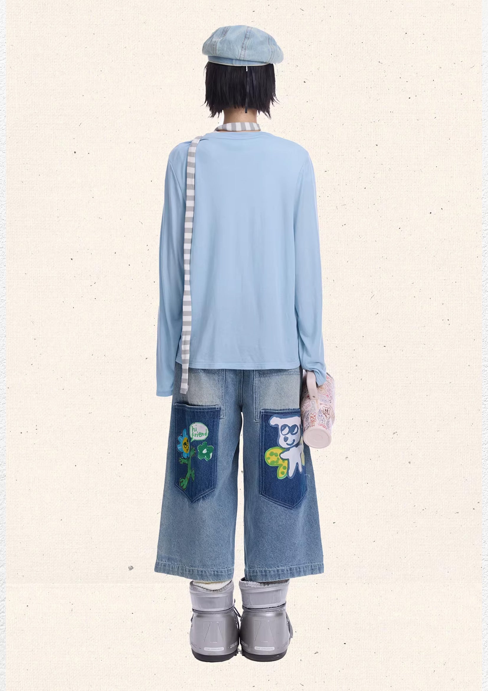 Three hearts wide leg denim shorts - washed blue