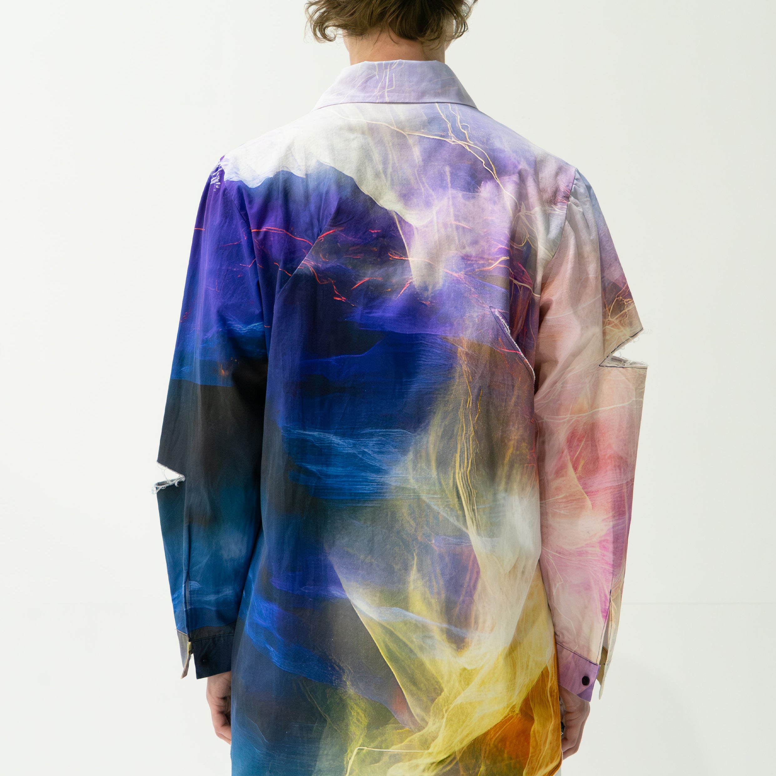 'Thunderstorm' asymmetric shirt - navy
