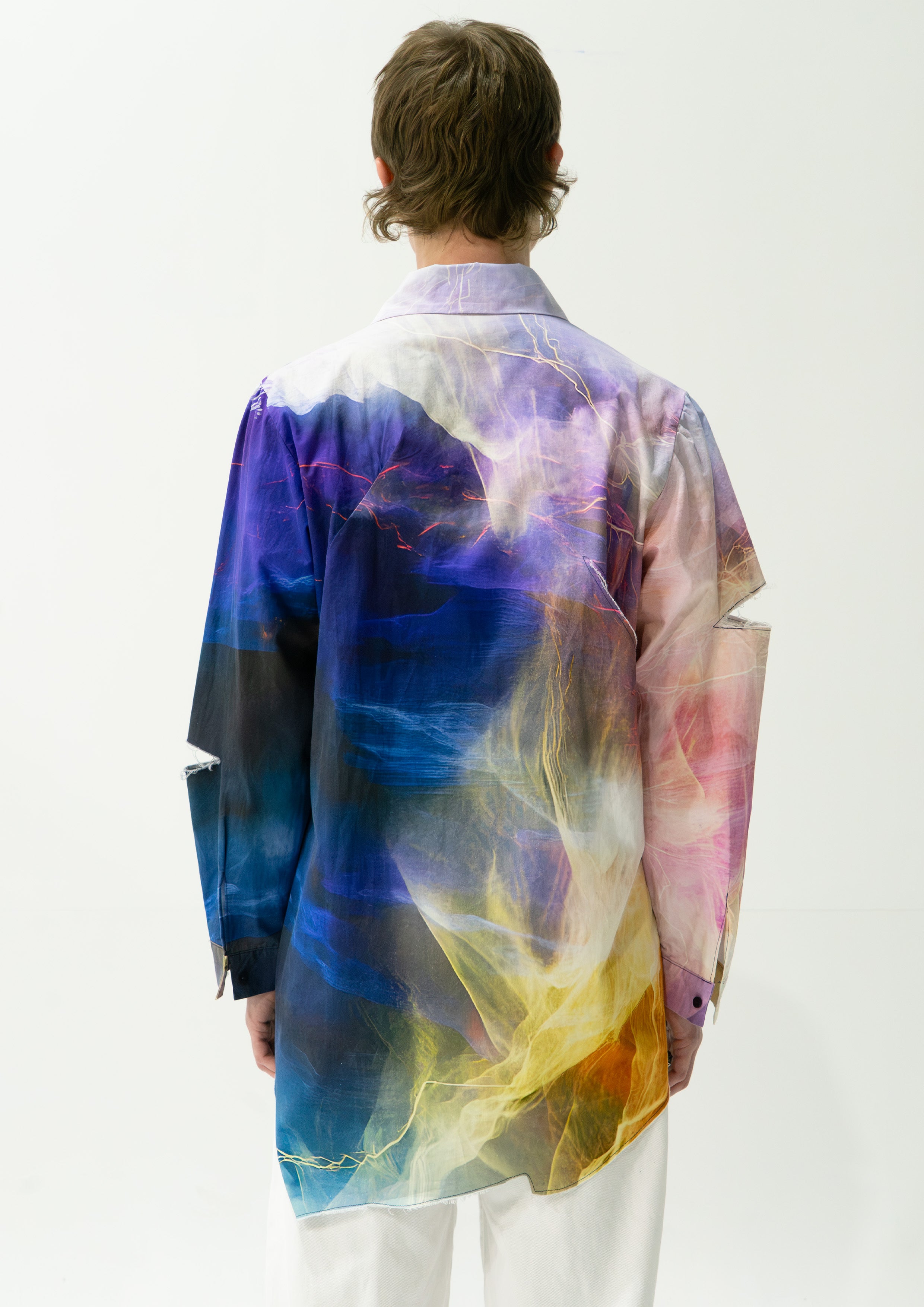'Thunderstorm' asymmetric shirt - navy