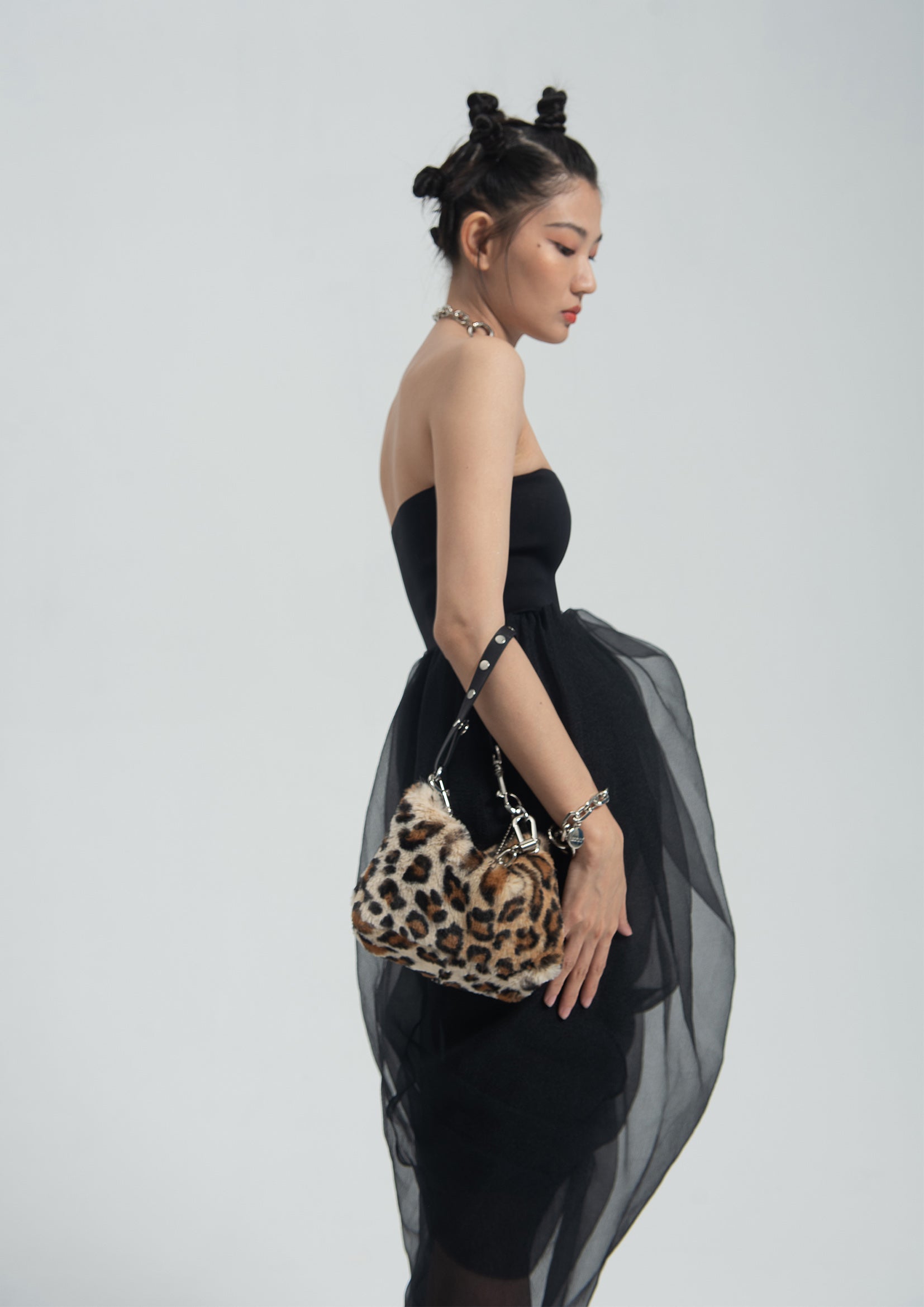 Faux fur shoulder/hand bag - leopard