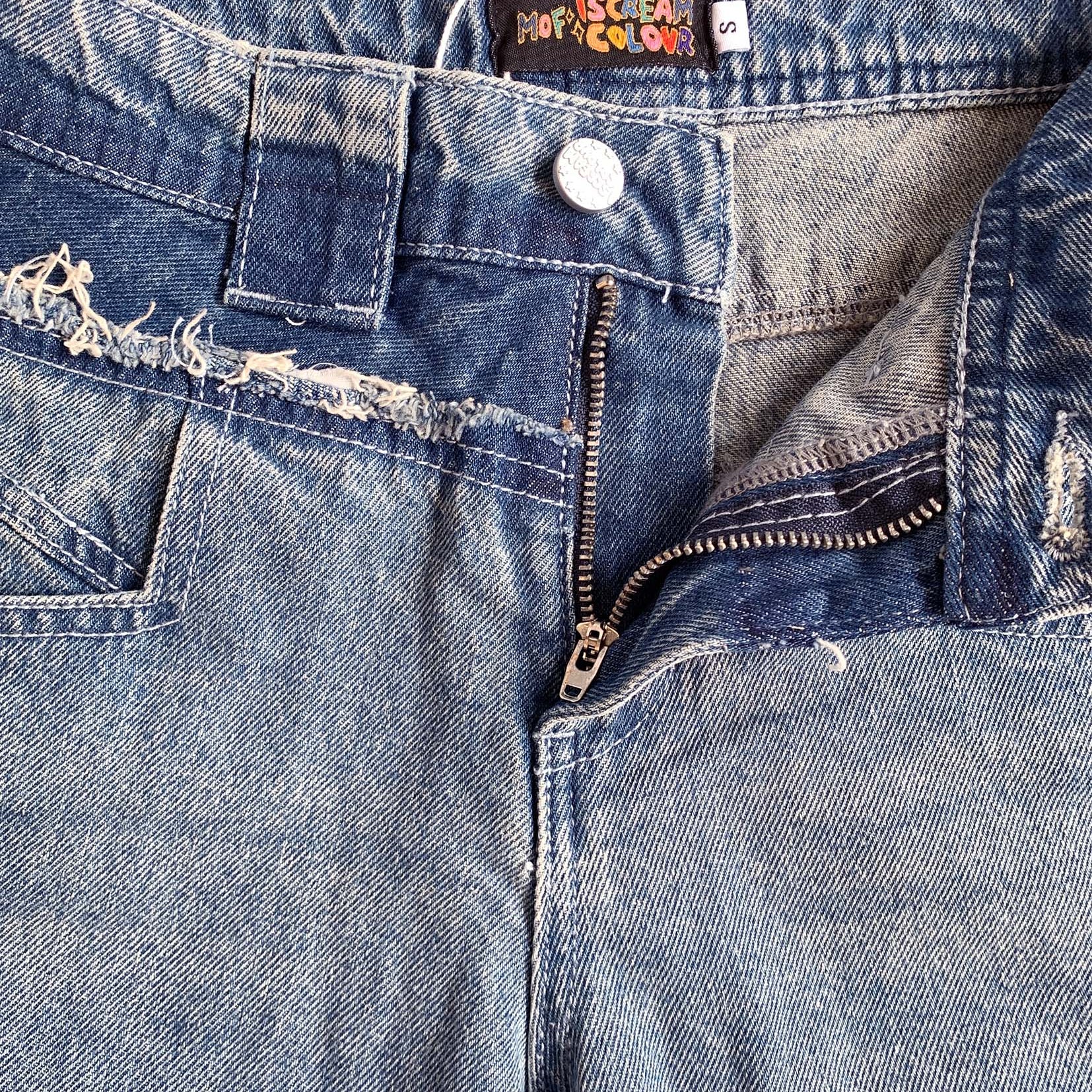 Three hearts wide leg denim shorts - washed blue