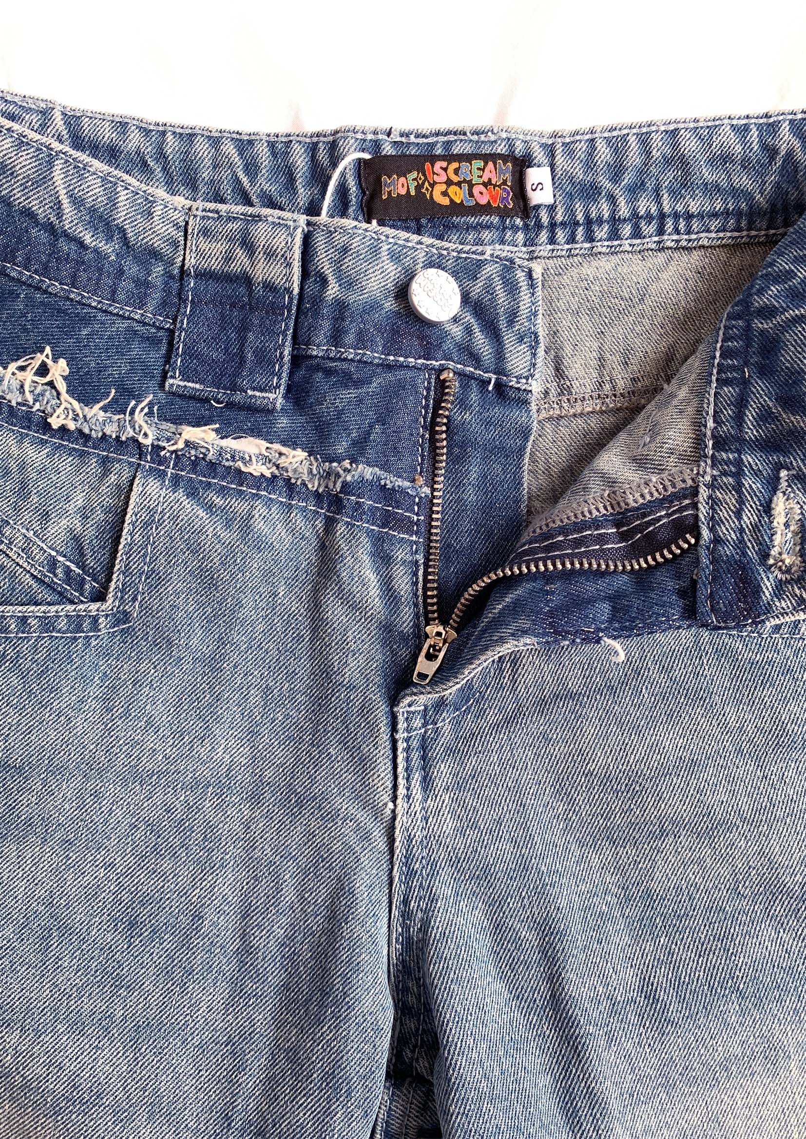 Three hearts wide leg denim shorts - washed blue