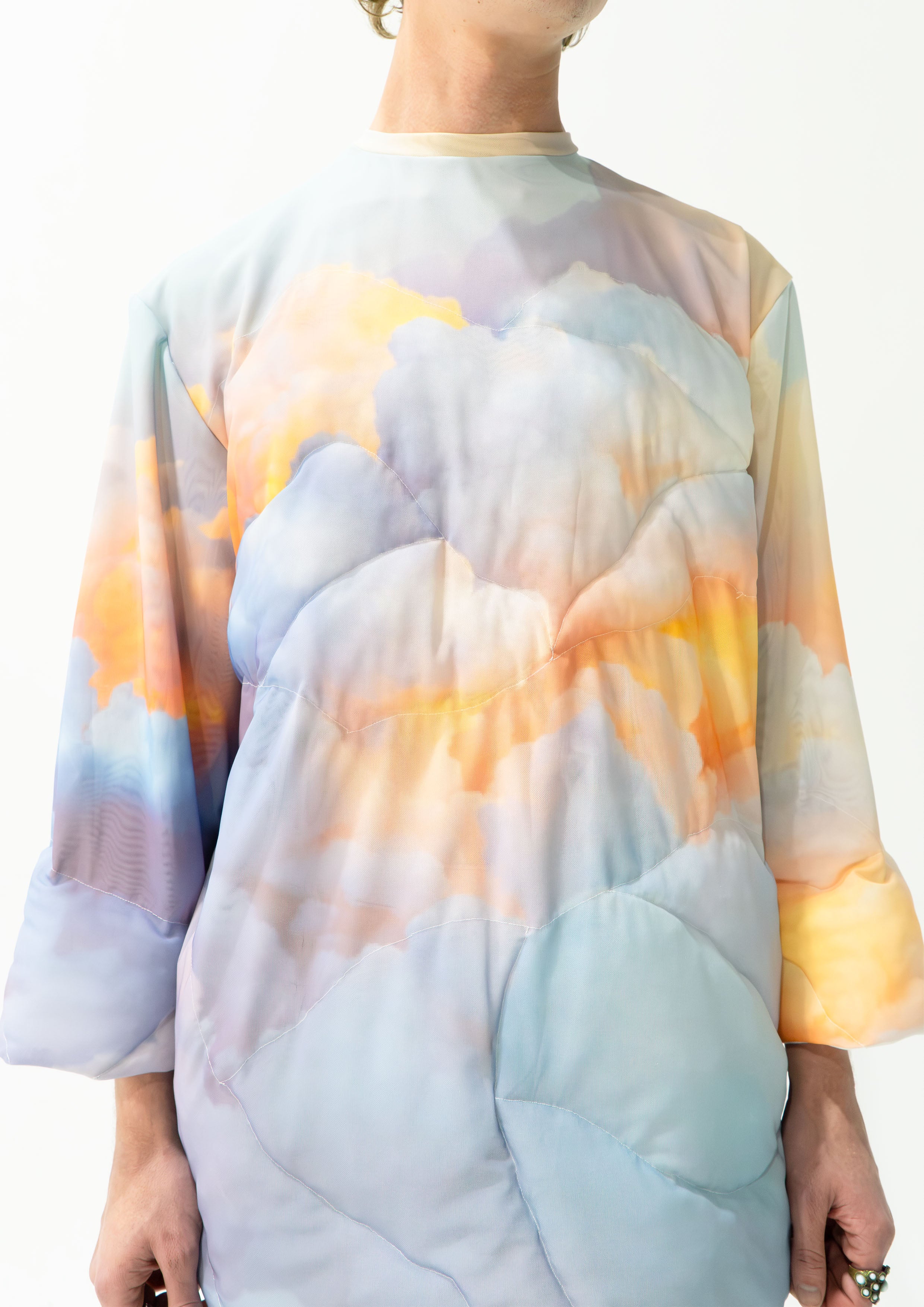 'Clouds' quilted mesh jumper - baby blue