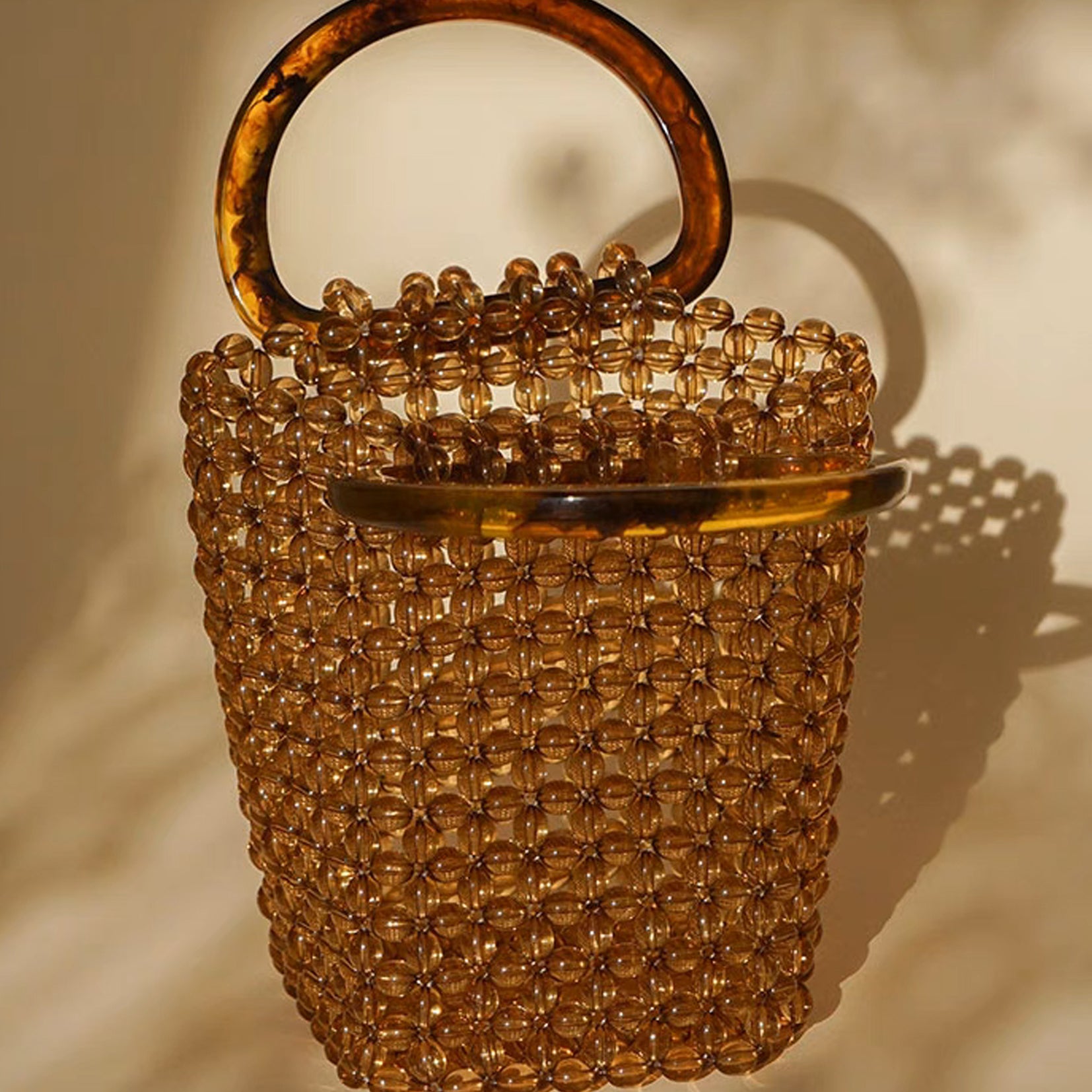 Bead bucket handbag - tortoise