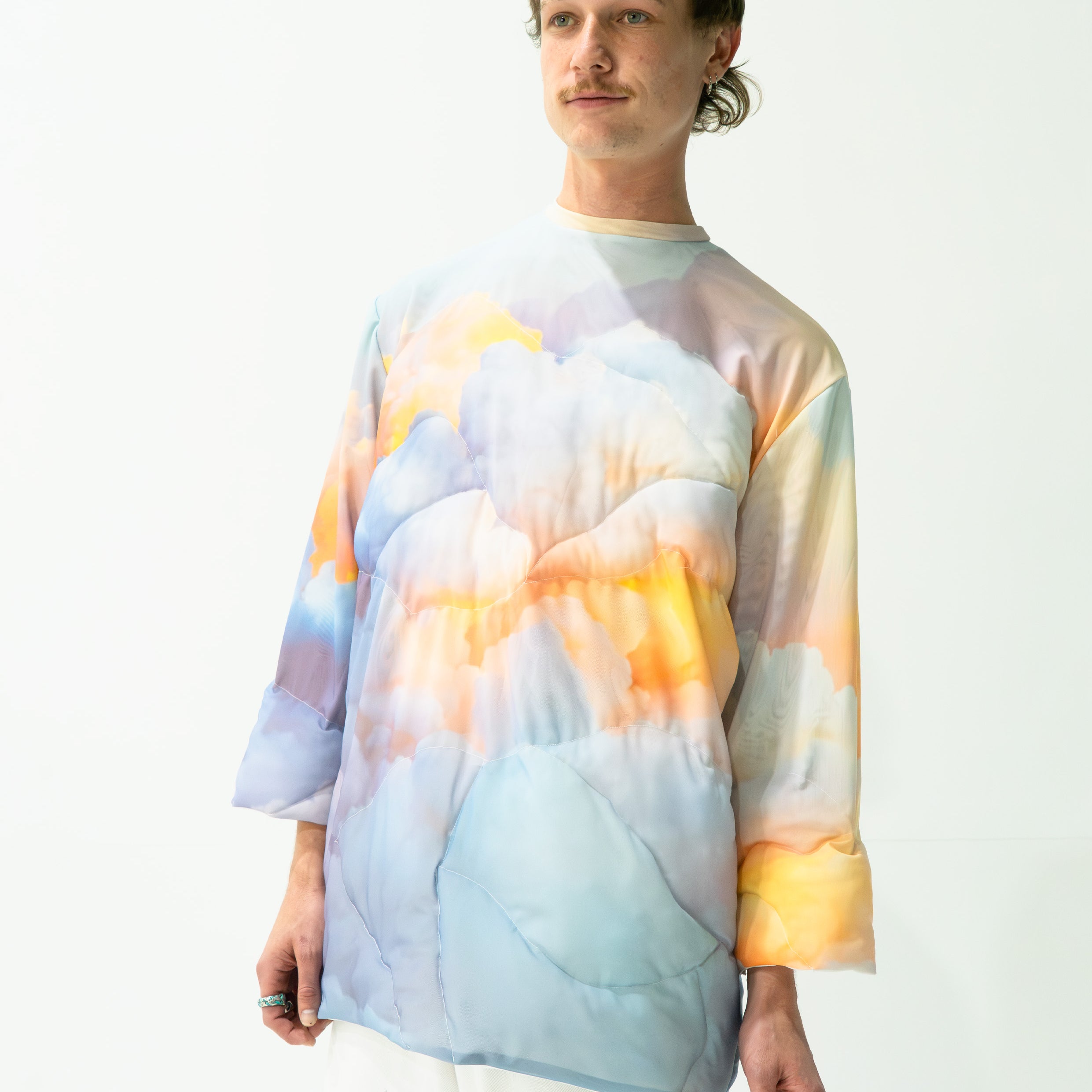 'Clouds' quilted mesh jumper - baby blue