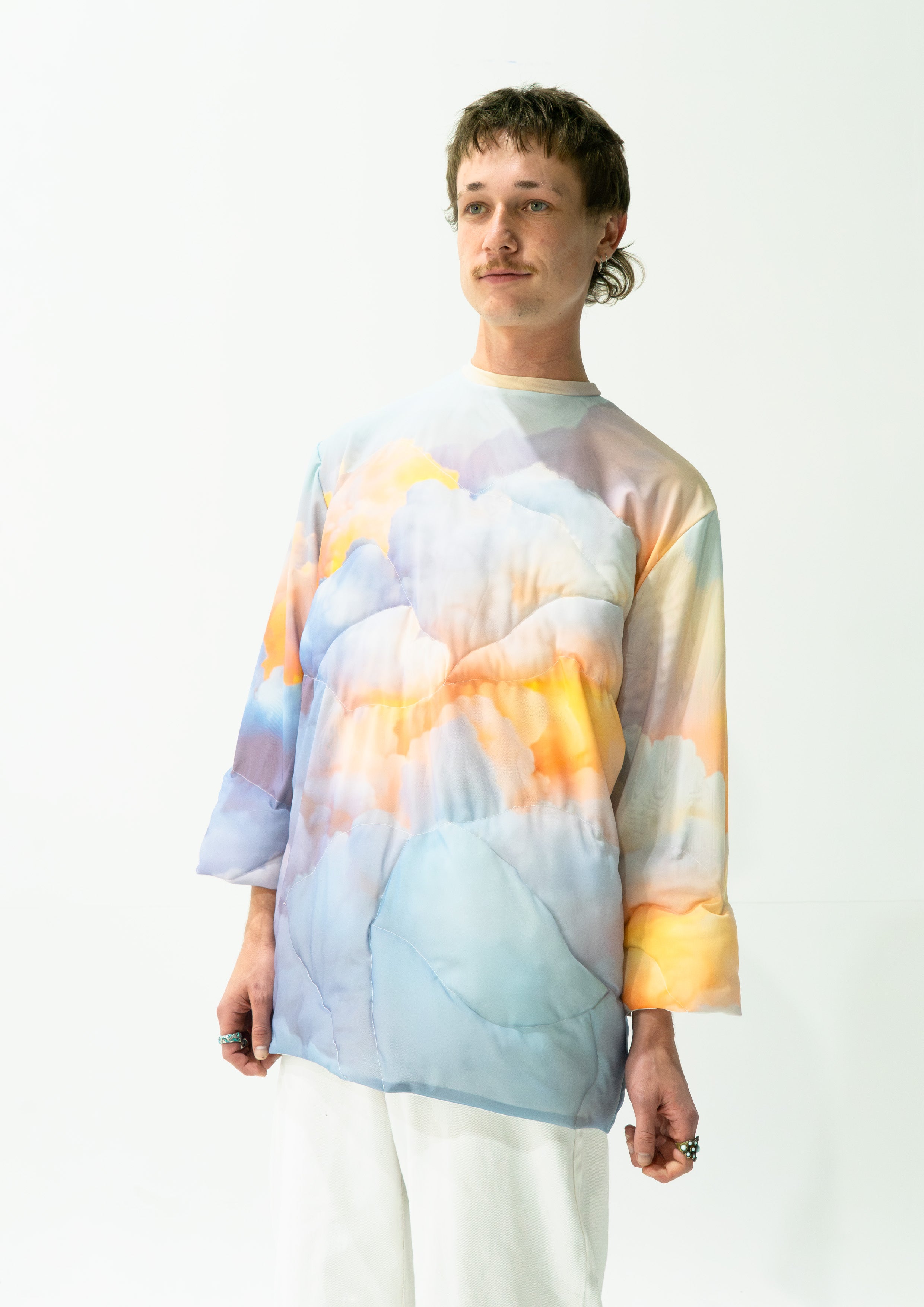 'Clouds' quilted mesh jumper - baby blue