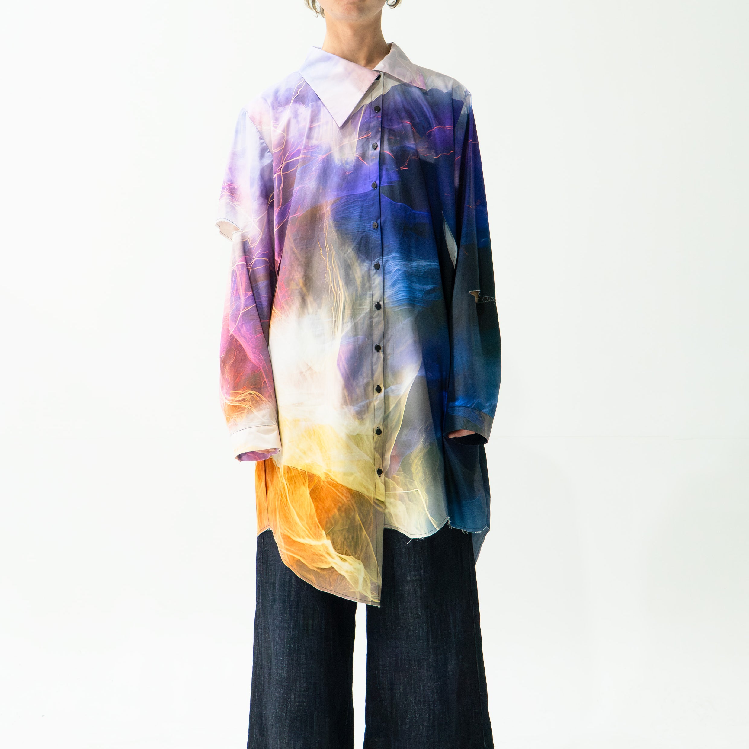 'Thunderstorm' asymmetric shirt - navy