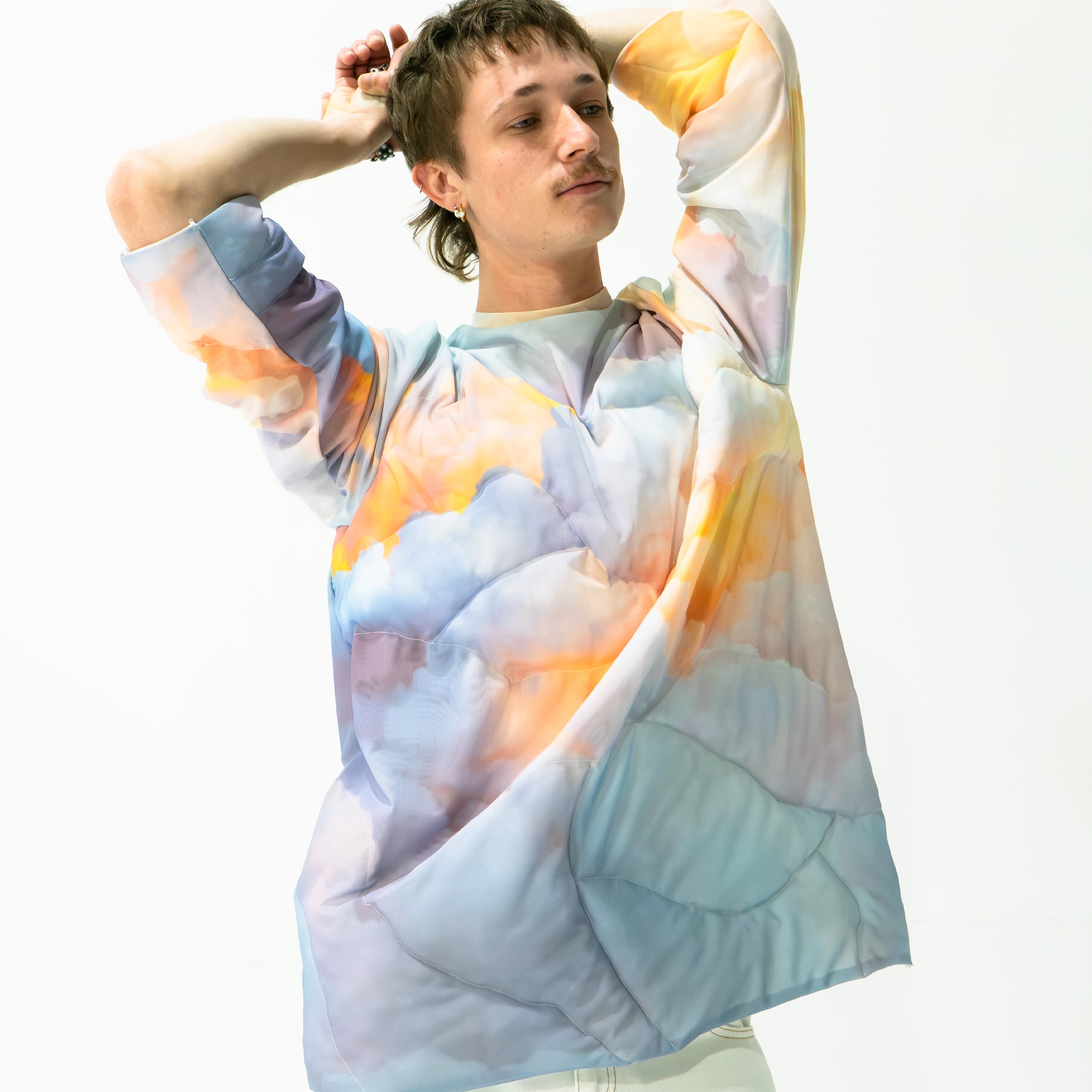 'Clouds' quilted mesh jumper - baby blue