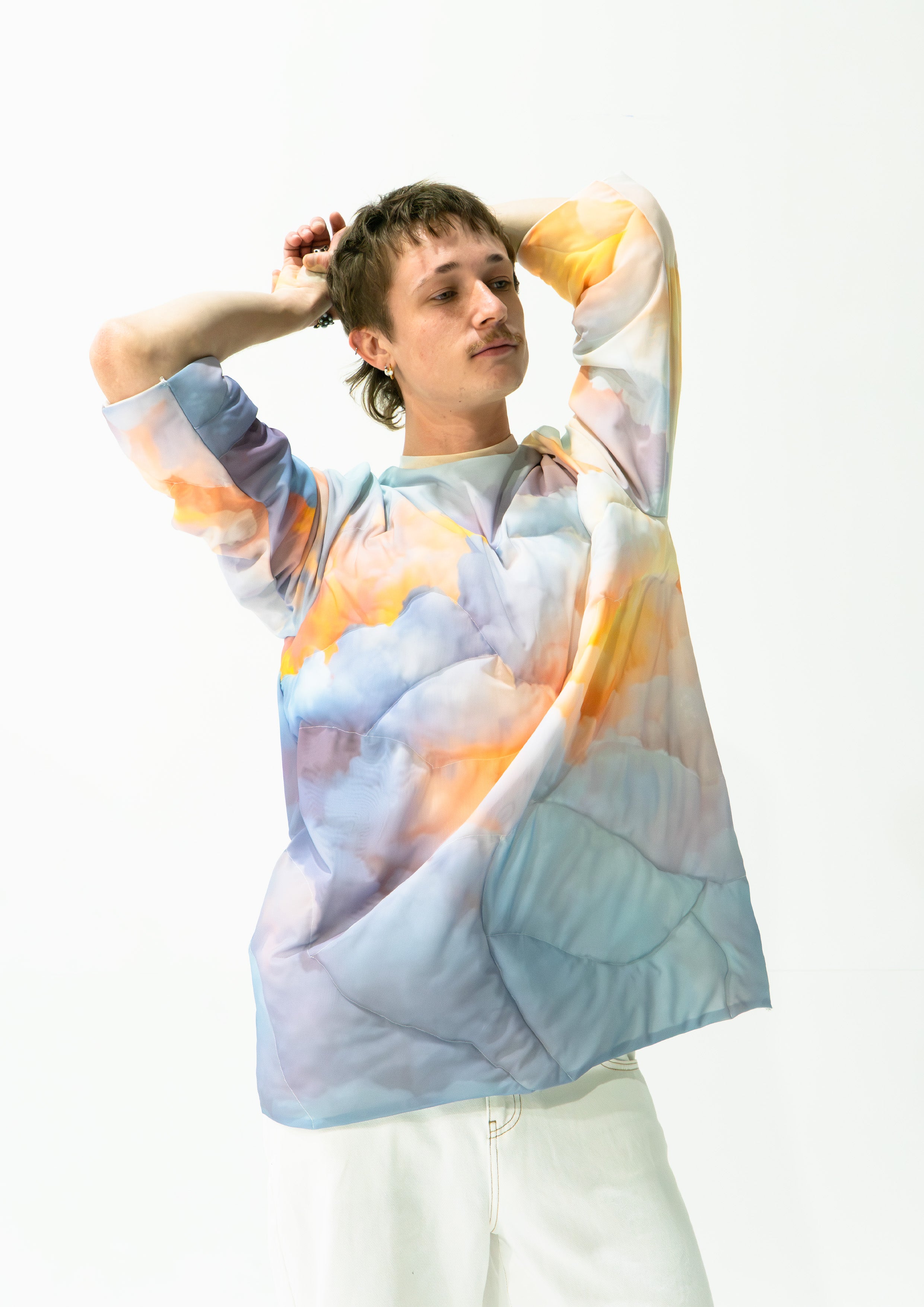 'Clouds' quilted mesh jumper - baby blue
