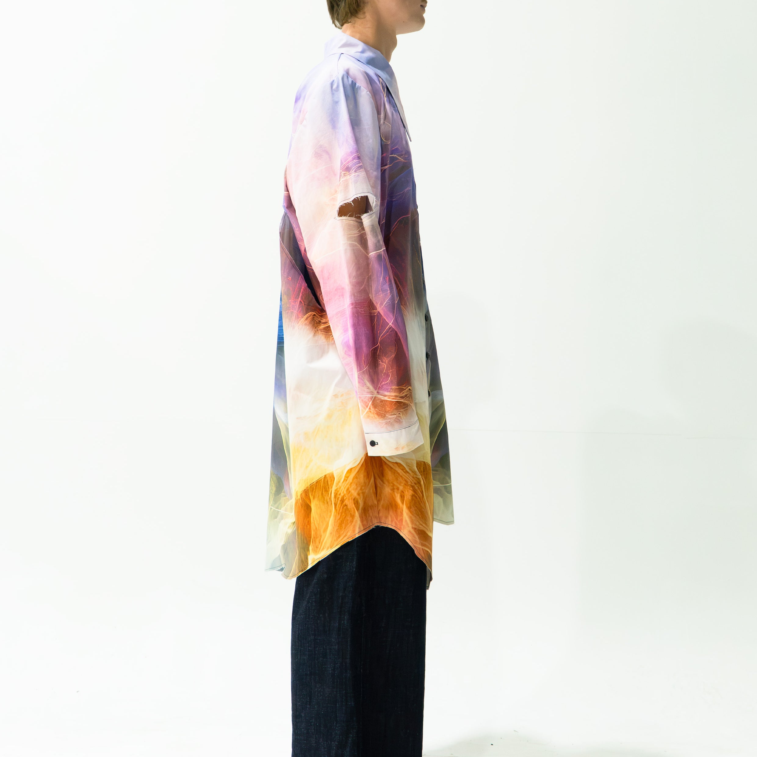 'Thunderstorm' asymmetric shirt - navy