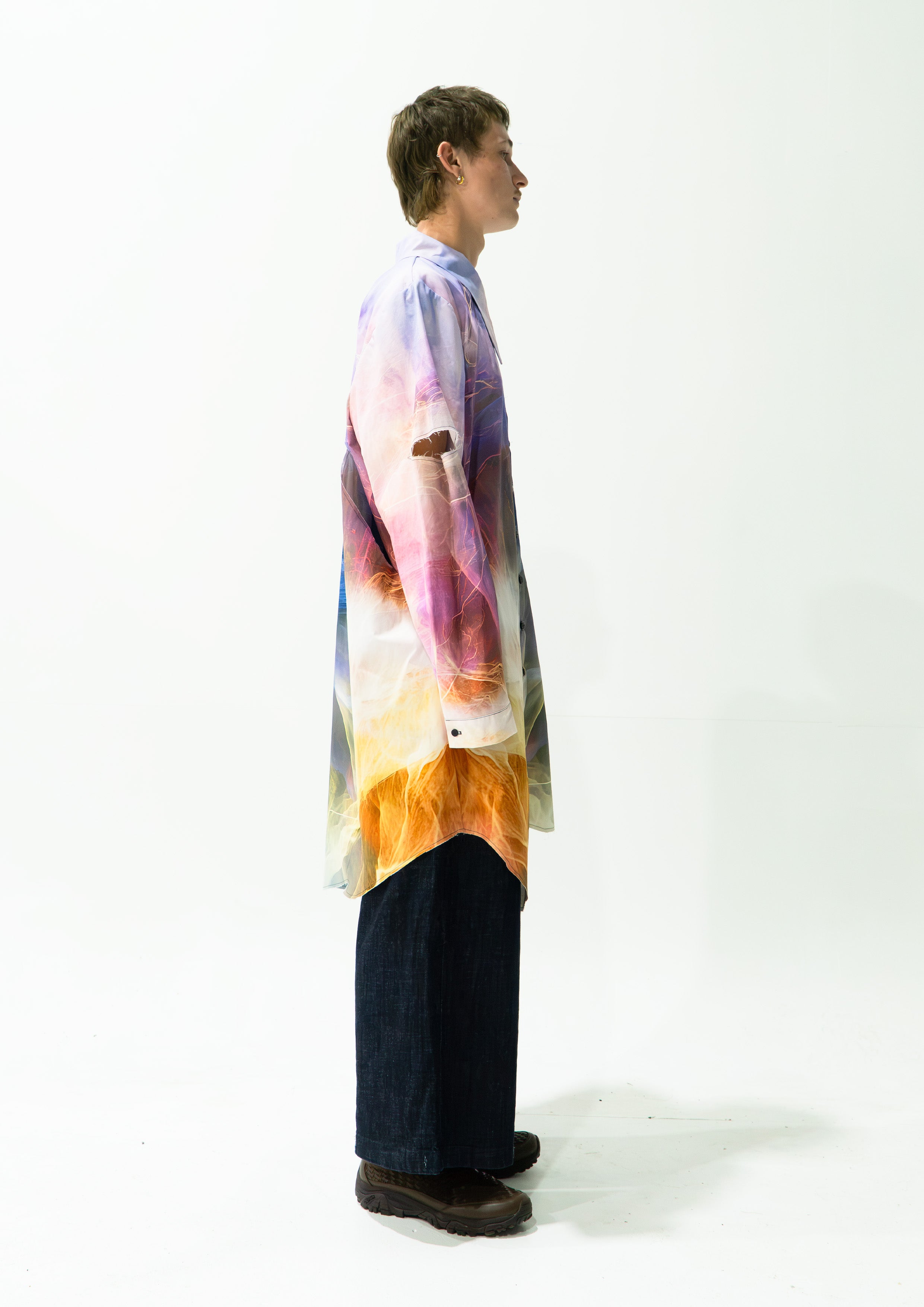 'Thunderstorm' asymmetric shirt - navy