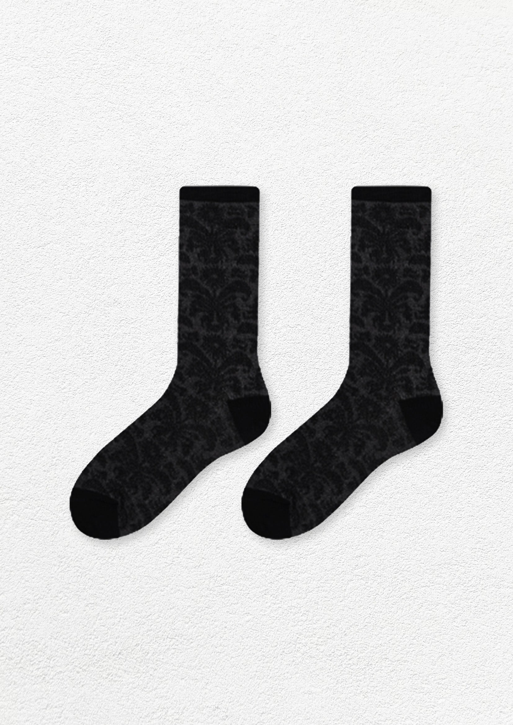 Tendril jacquard mid-calf sock - charcoal