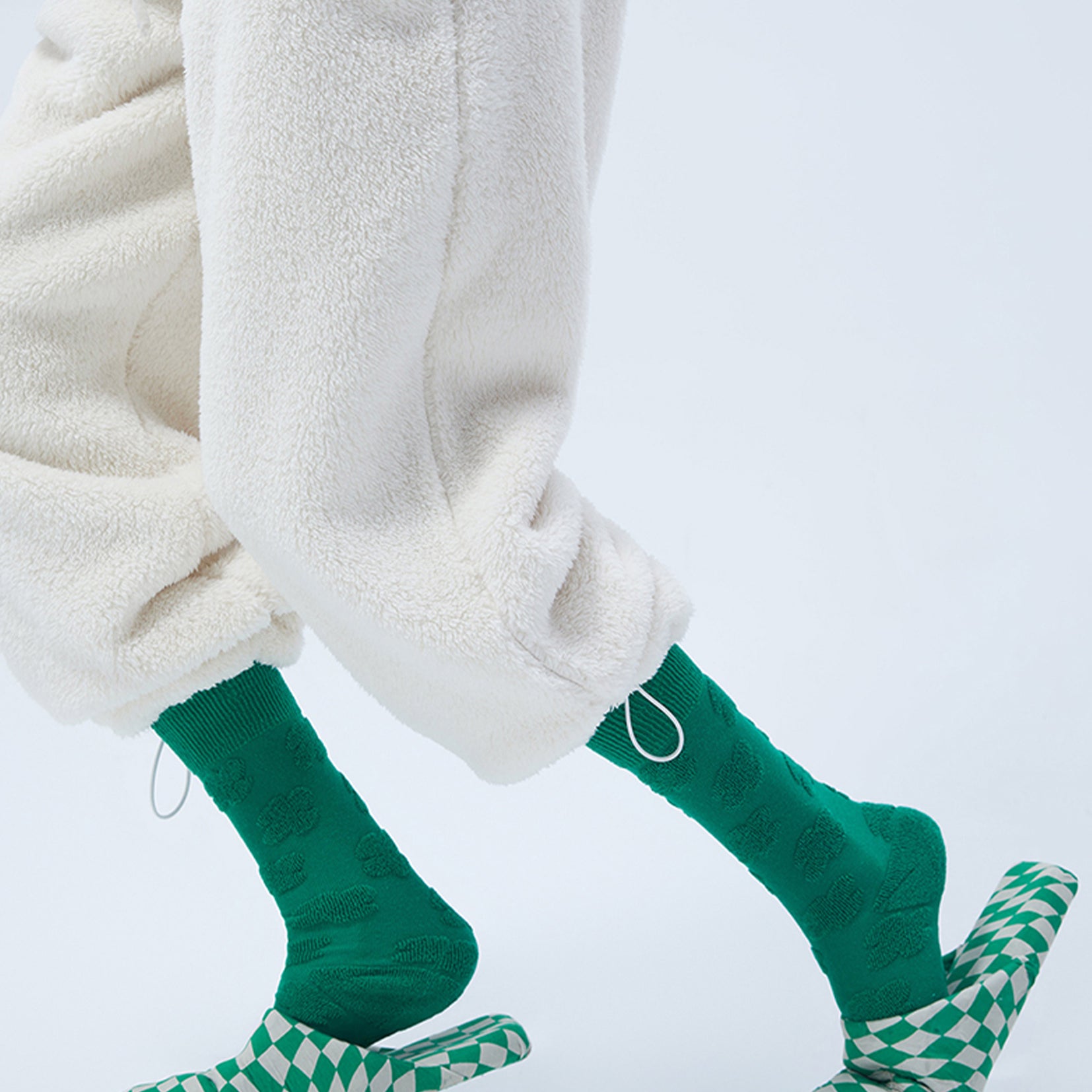 Terry jacquard mid-calf socks - sea green