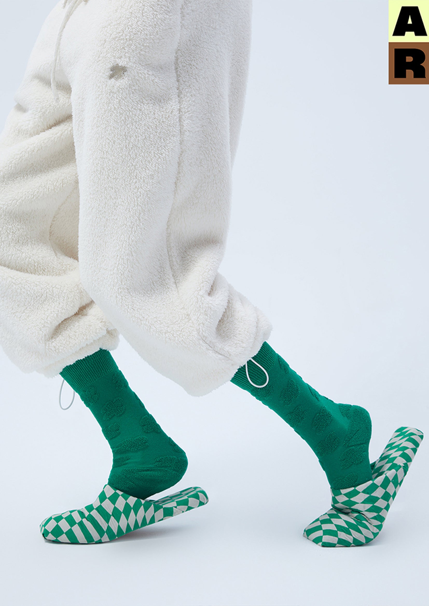 Terry jacquard mid-calf socks - sea green