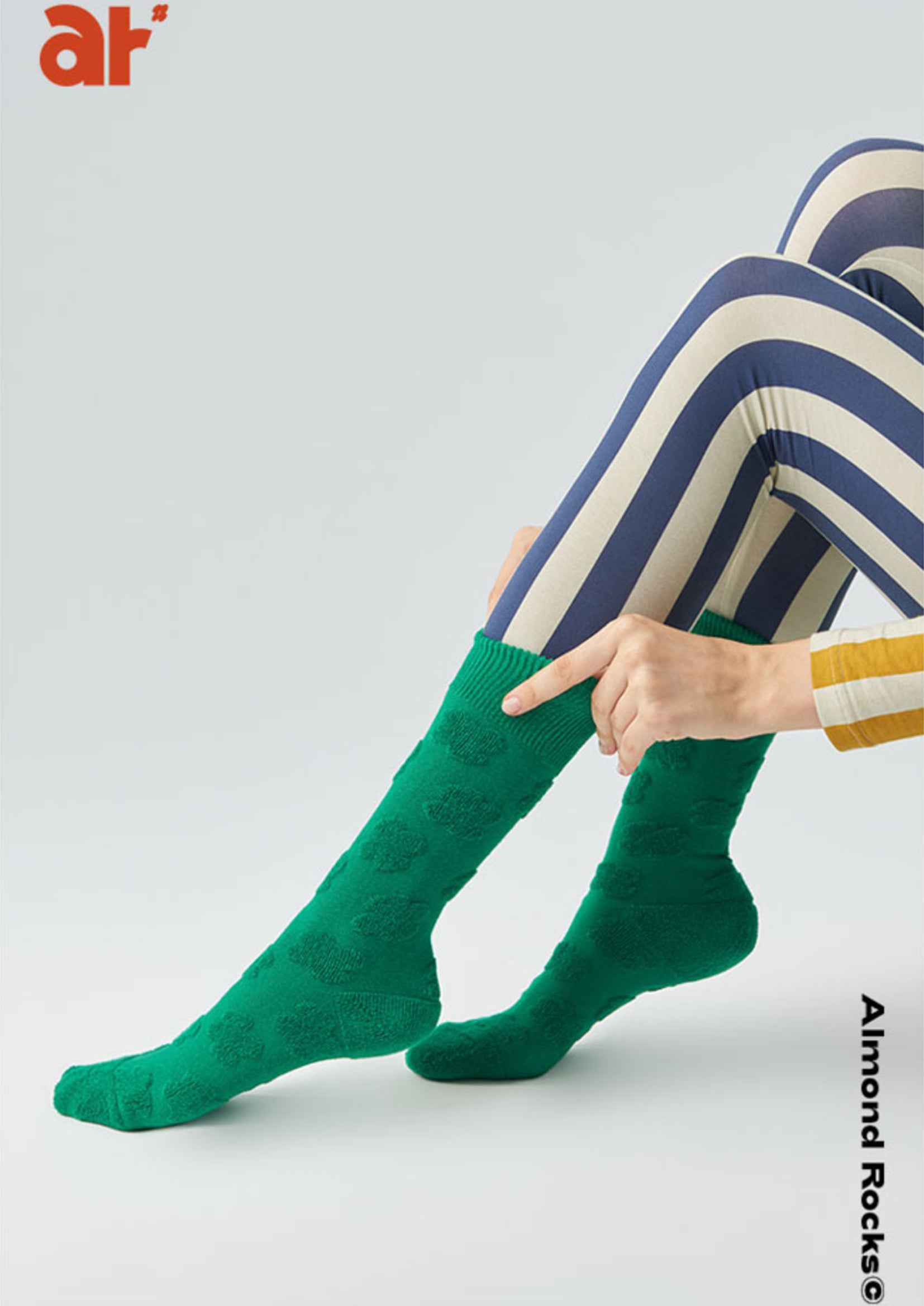 Terry jacquard mid-calf sock in forest