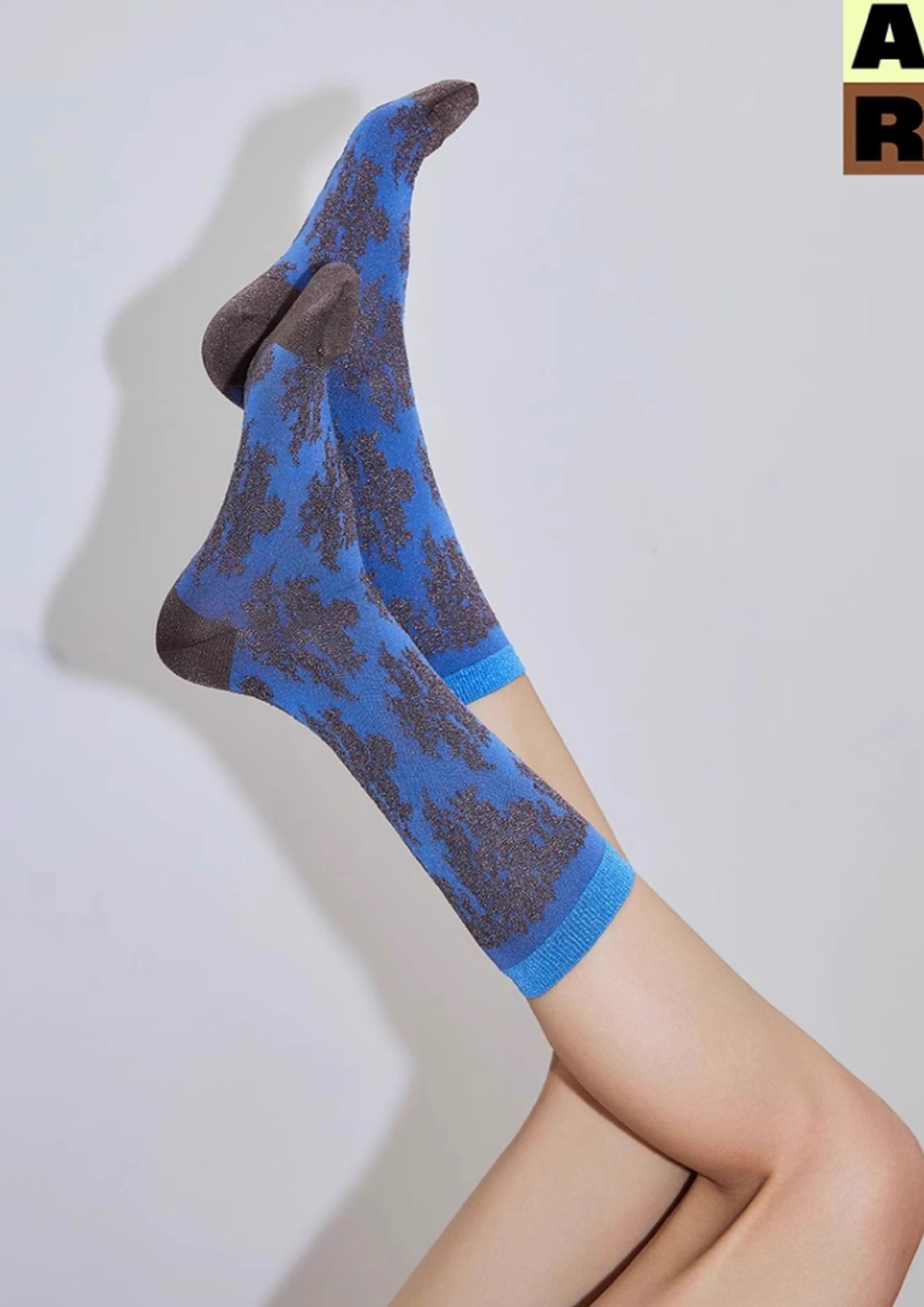Lace jacquard mid-calf sock - azure