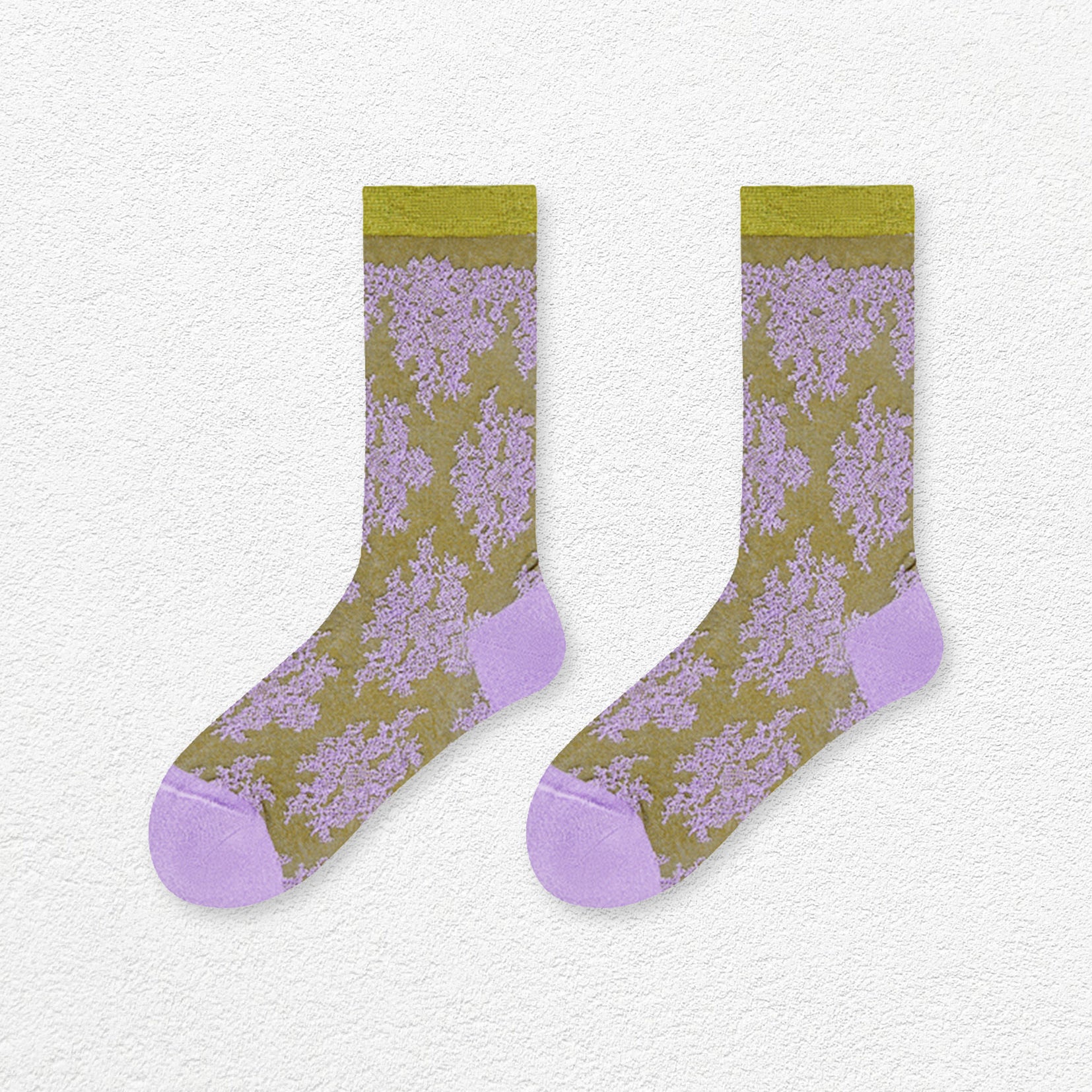 Lace jacquard mid-calf sock - lavender