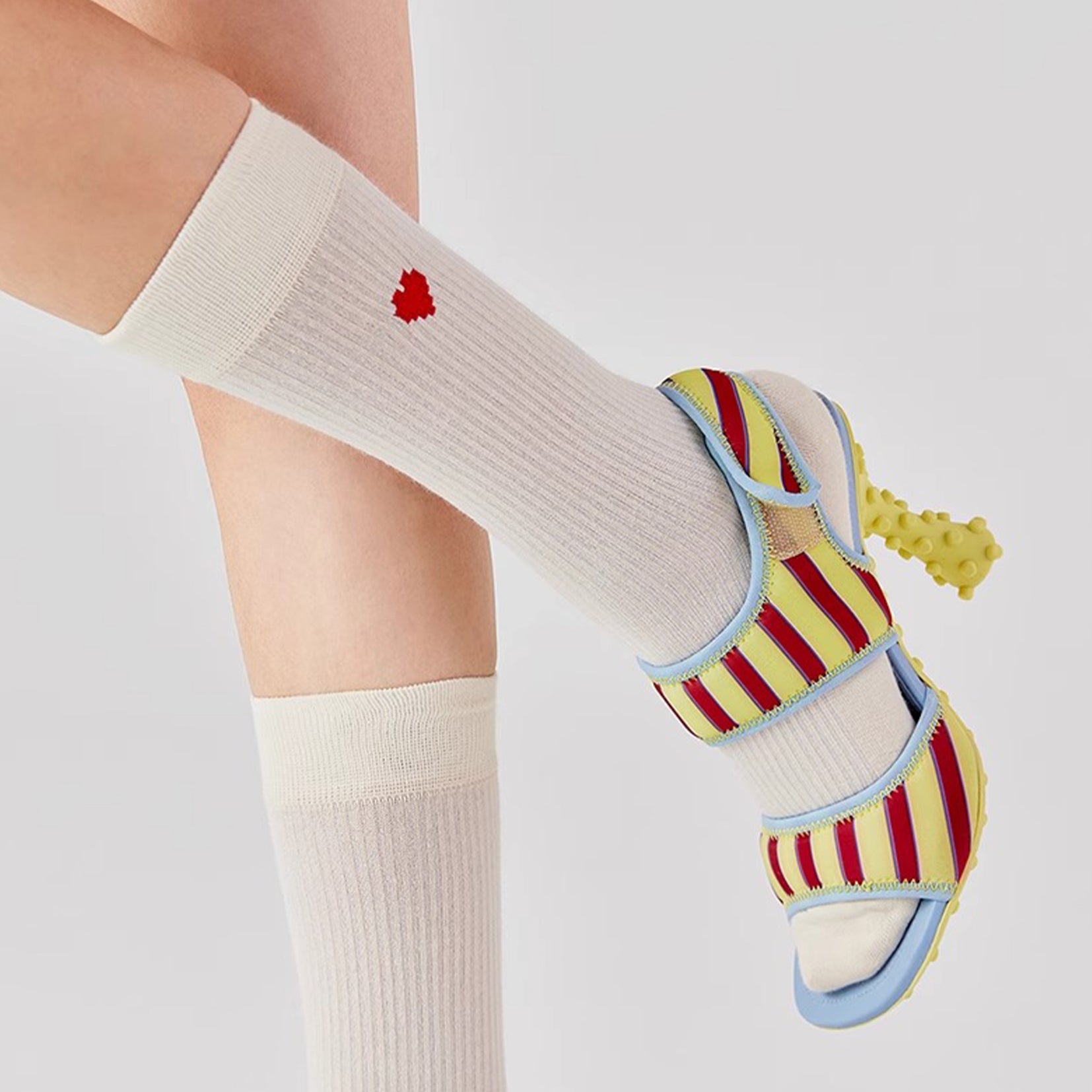 Heart mid-calf sock - off-white