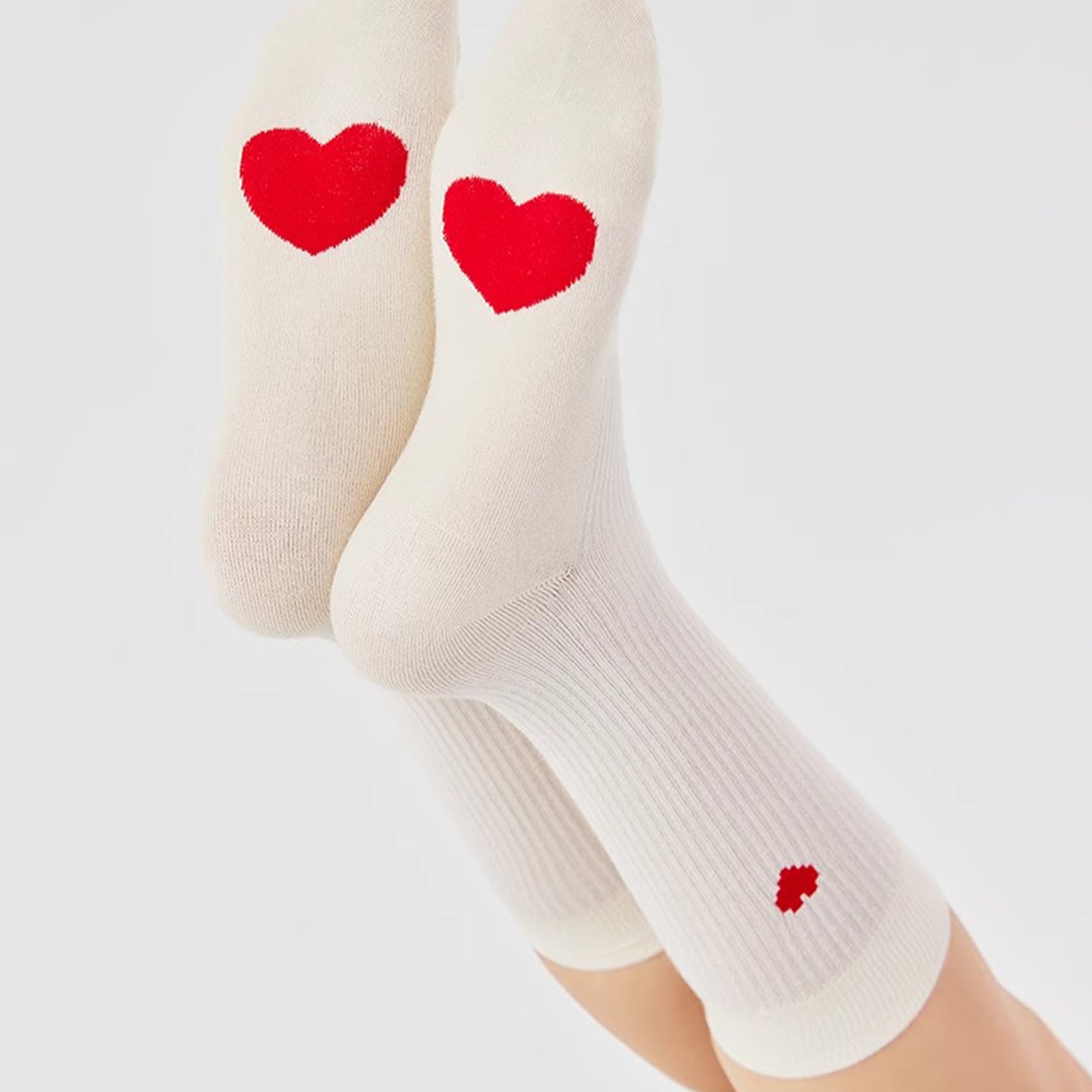 Heart mid-calf sock - off-white