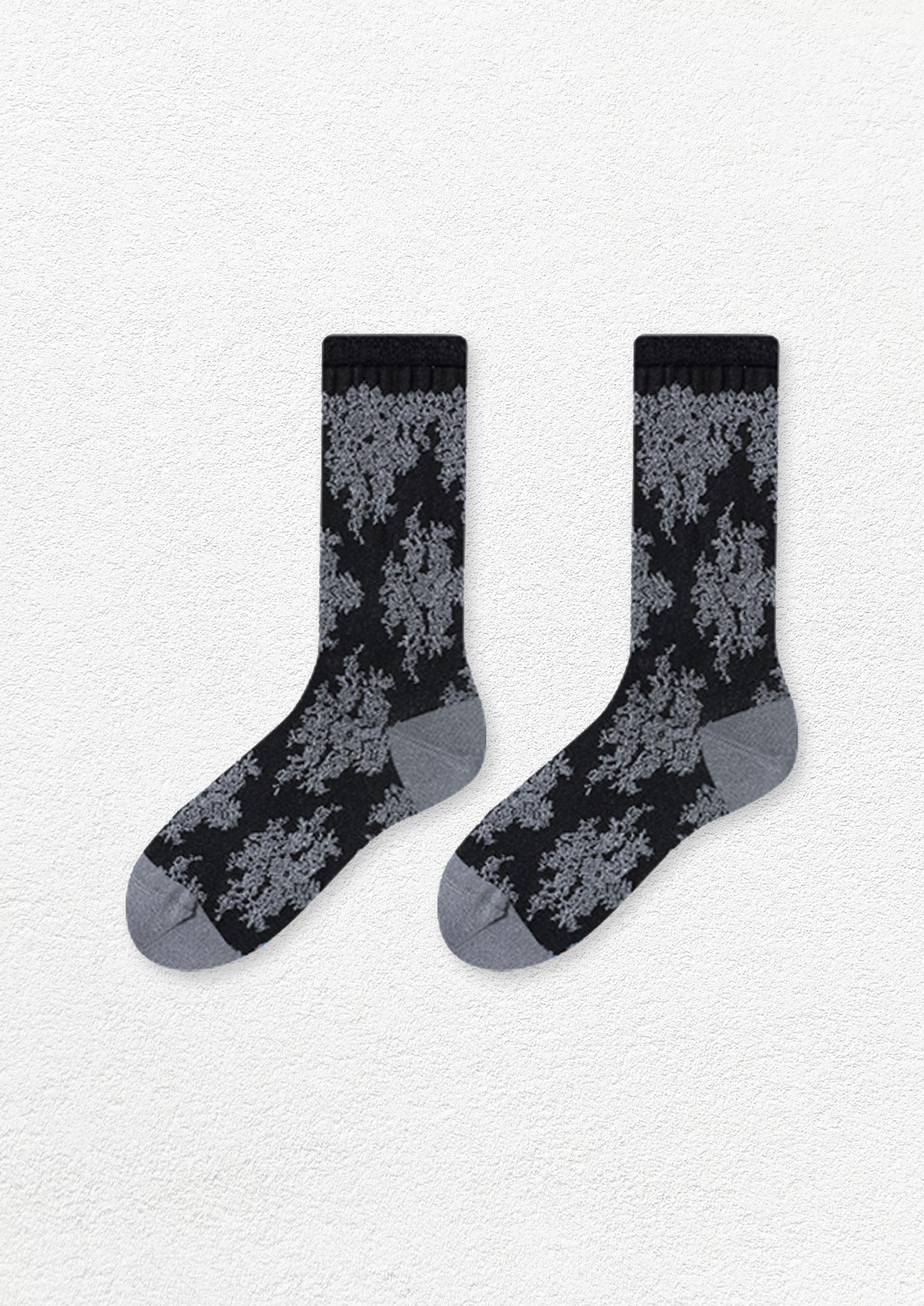 Lace jacquard mid-calf sock - black