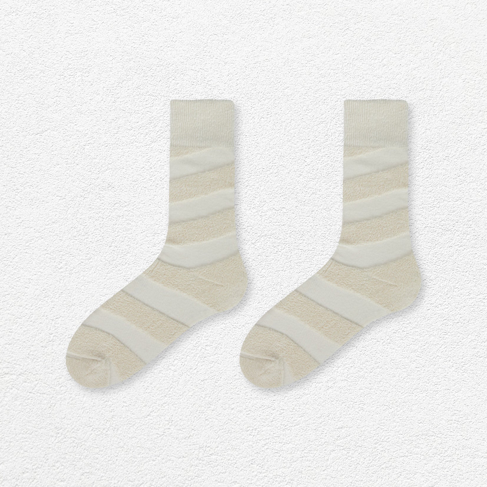 Terry jacquard mid-calf sock - cloud white