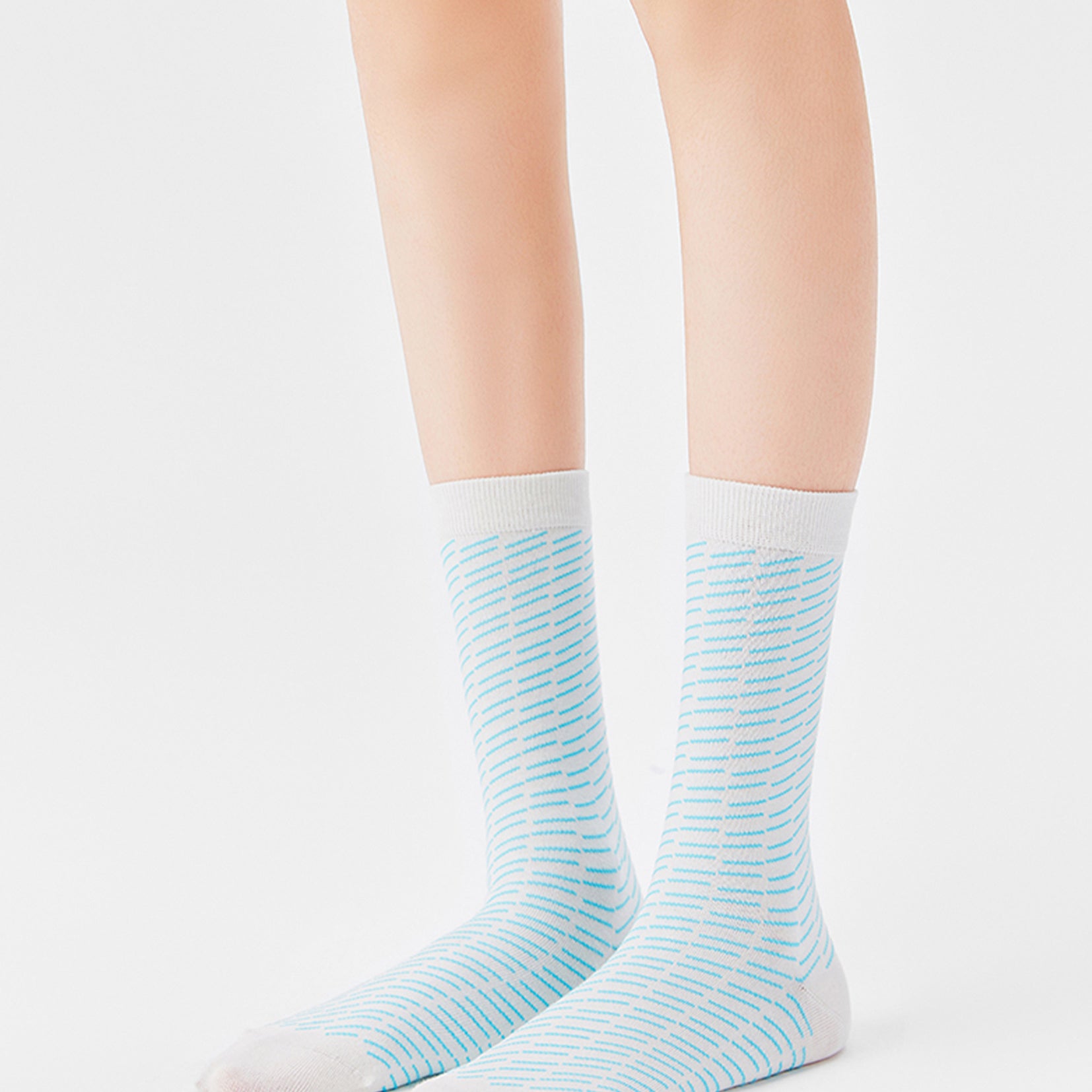 Grid mid-calf sock - sky blue