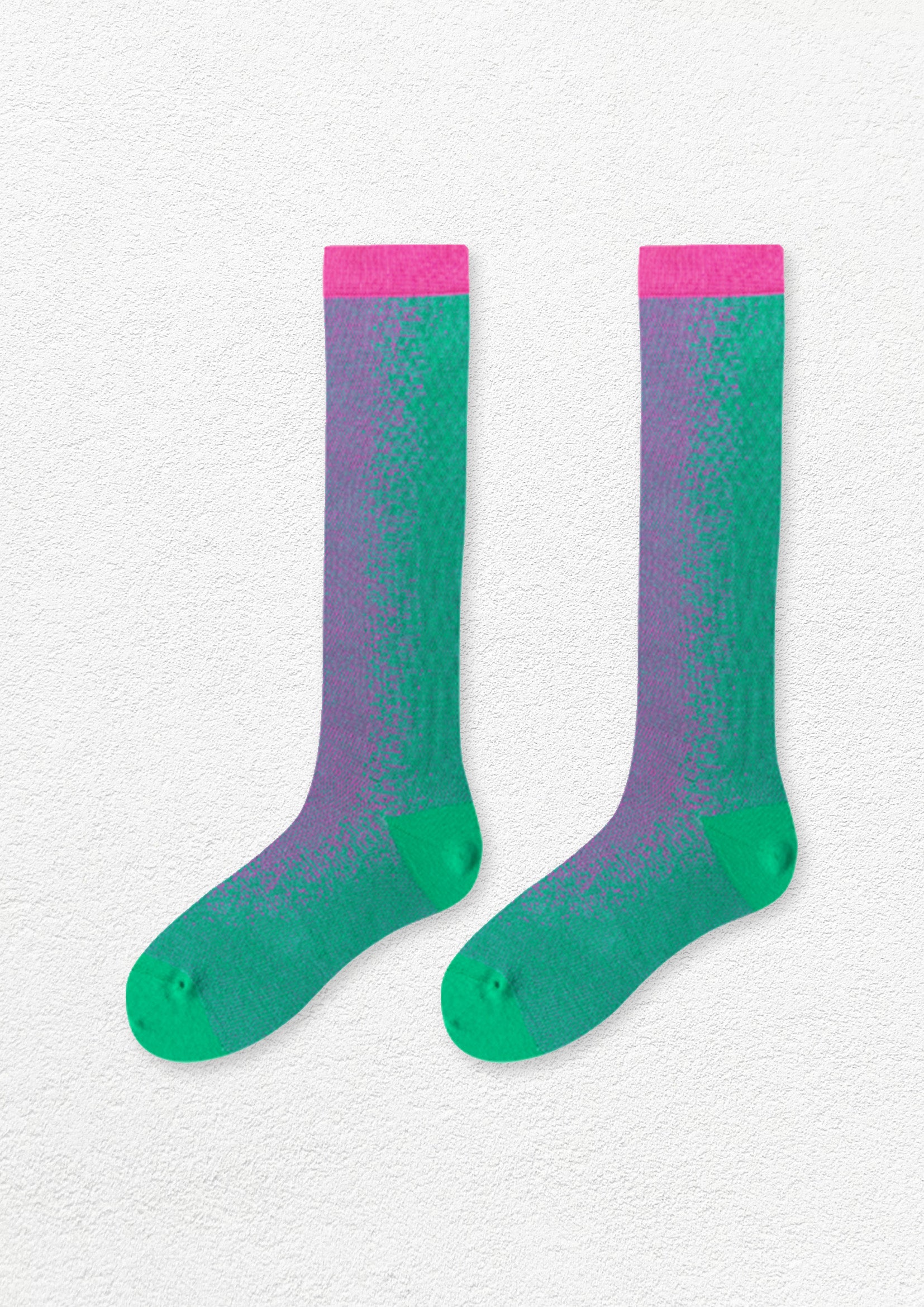 Light Particles over-the-calf sock - pink & green