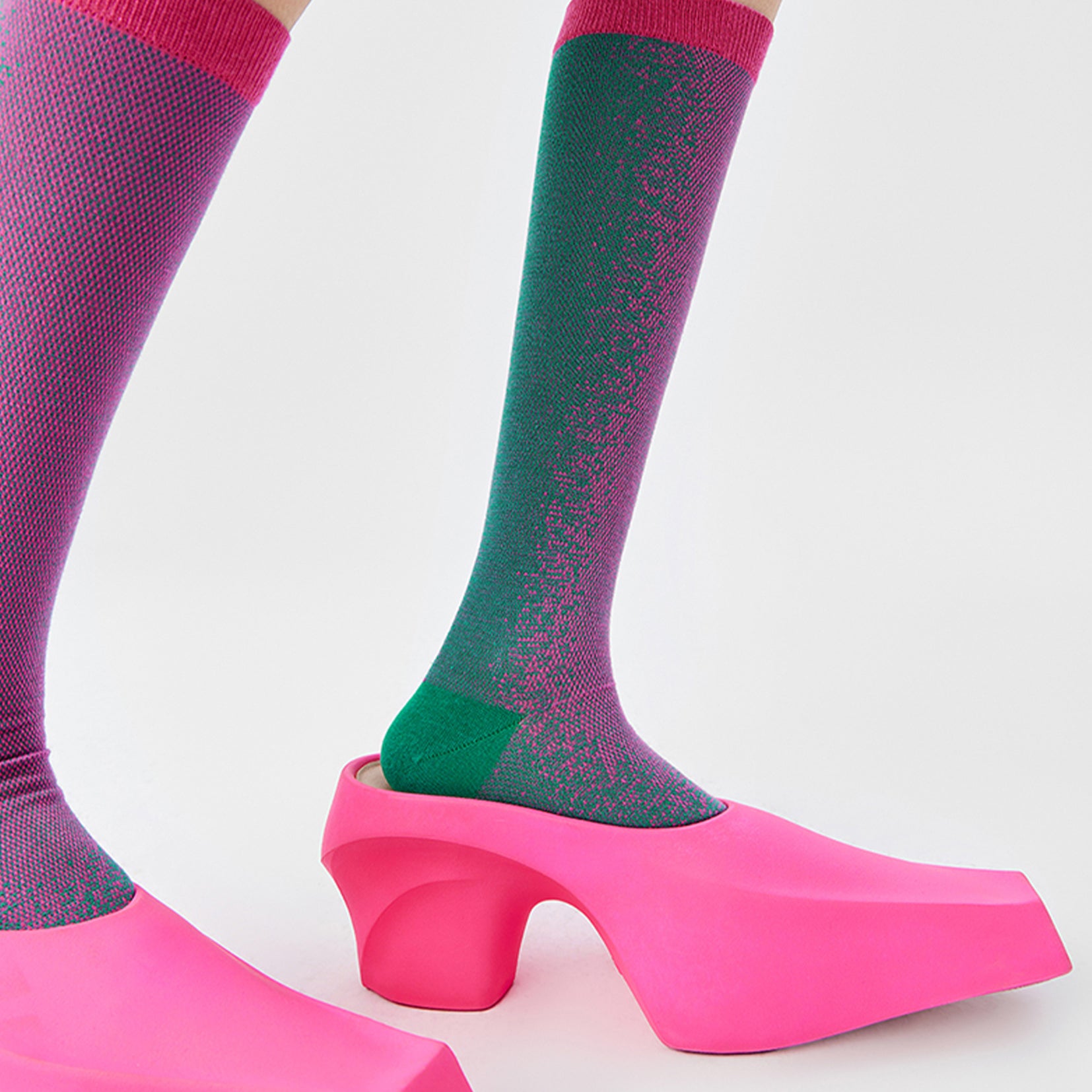 Light Particles over-the-calf sock - pink & green