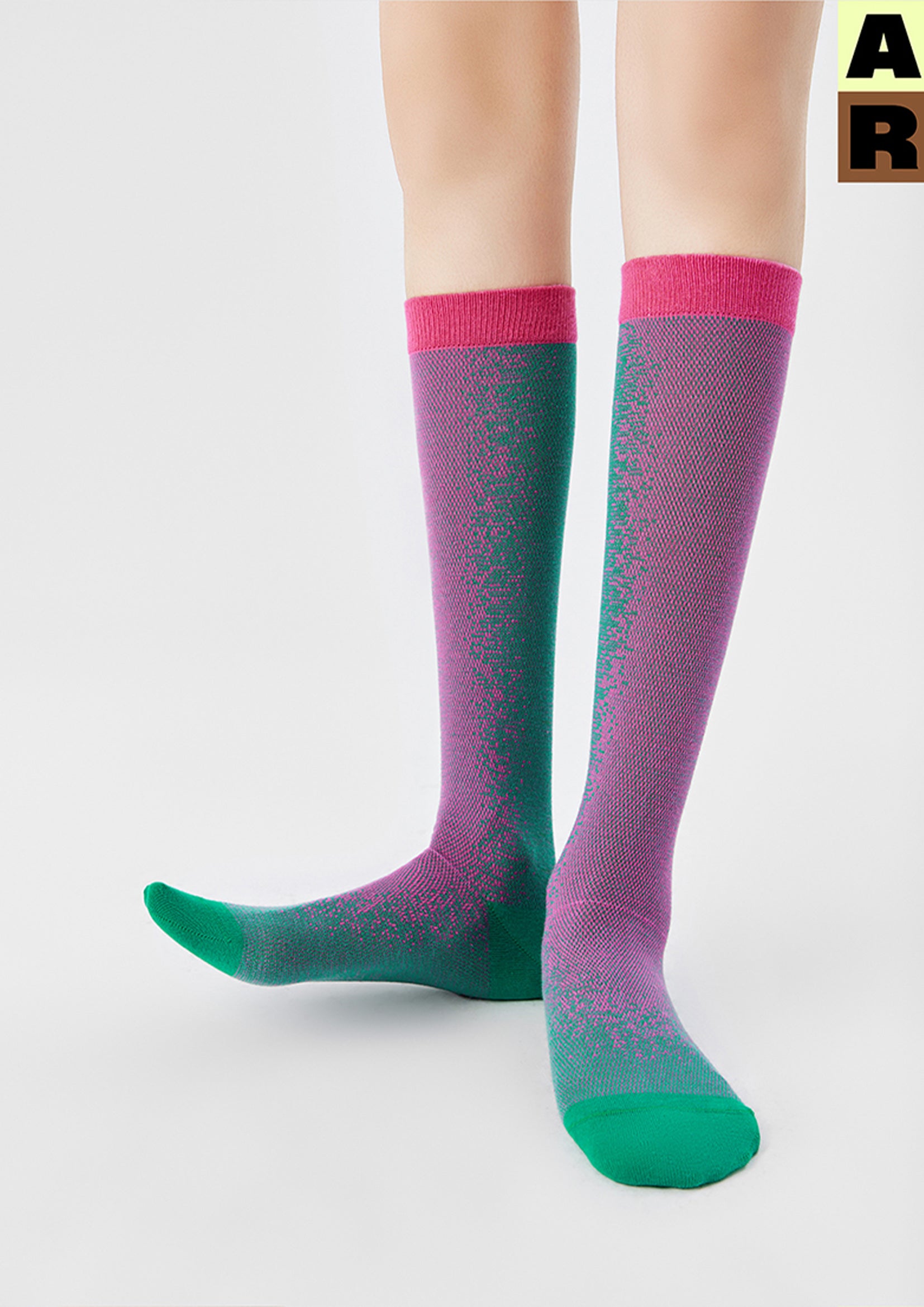 Light Particles over-the-calf sock - pink & green