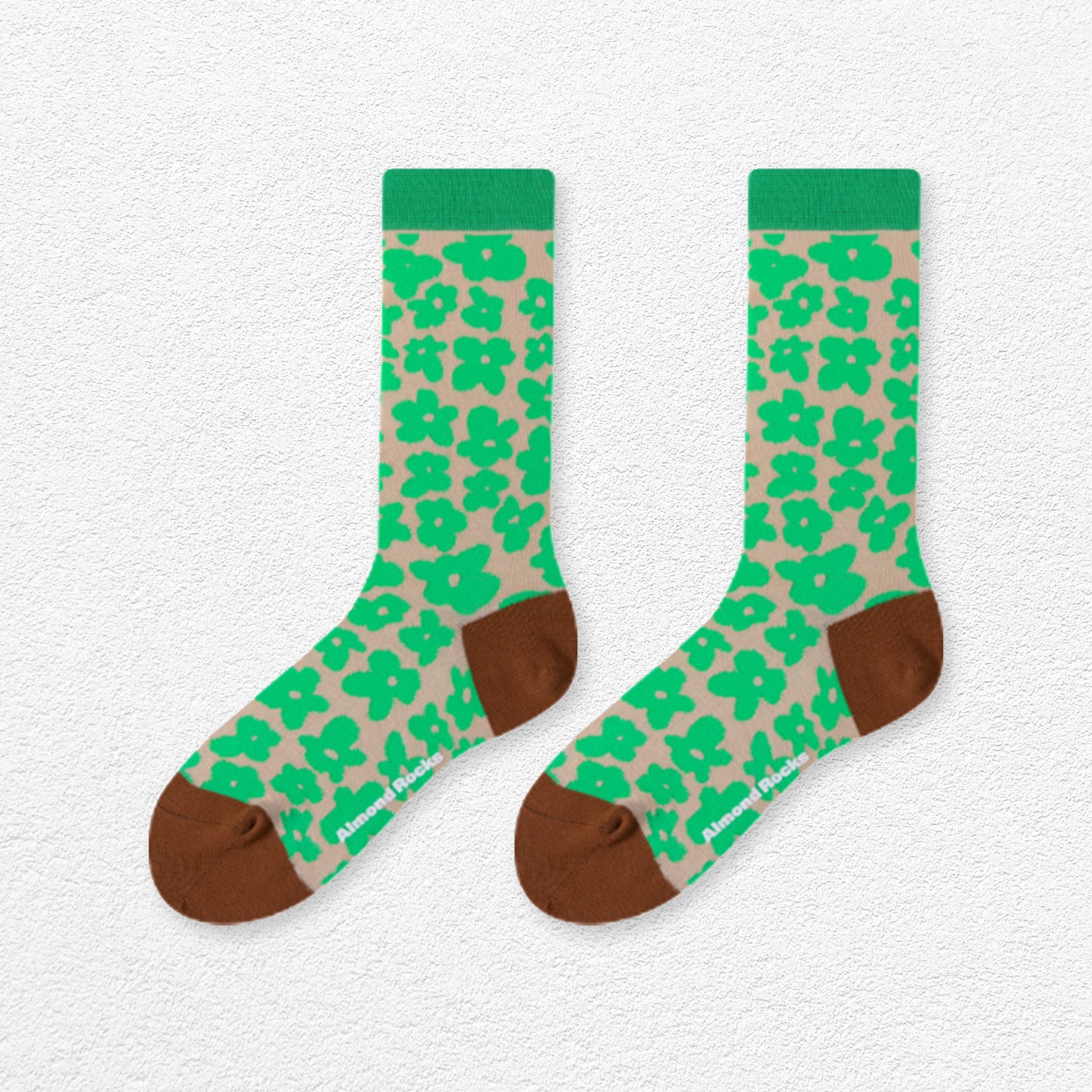 Purslane flower mid-calf sock - green