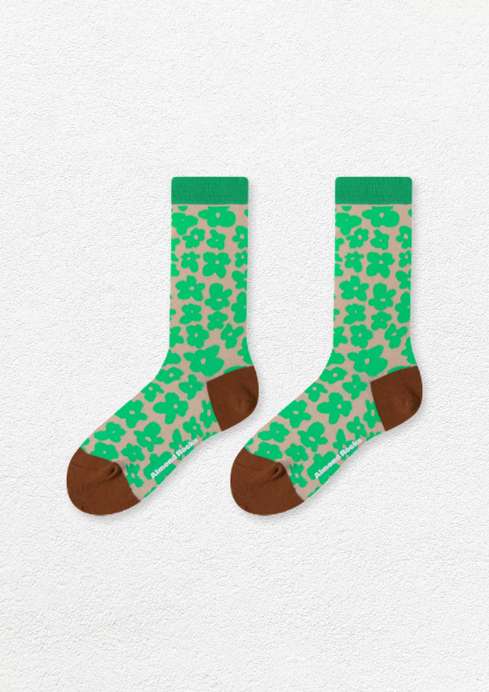 Purslane flower mid-calf sock - green