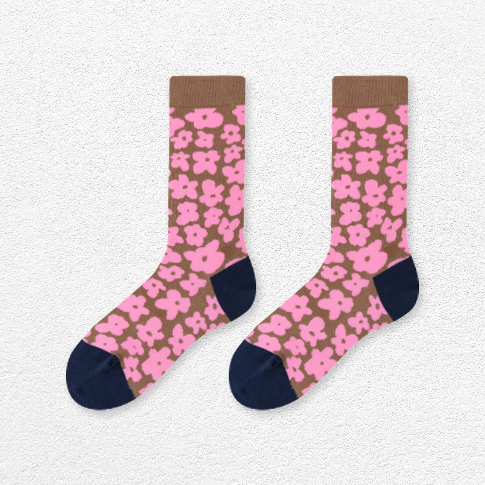 Purslane flower mid-calf sock - pink