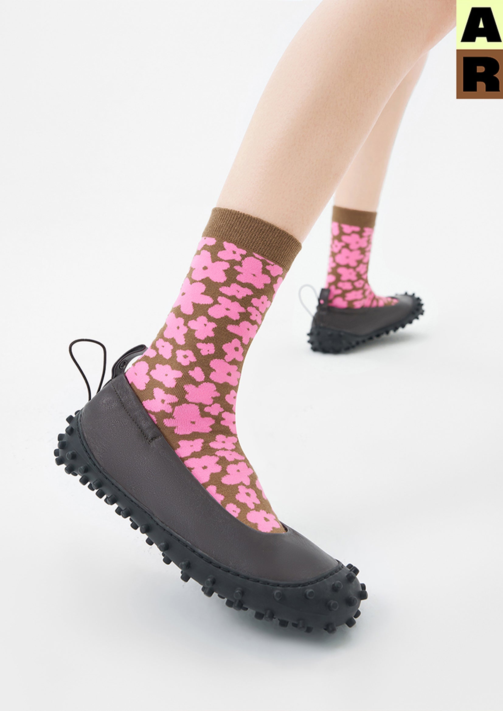 Purslane flower mid-calf sock - pink