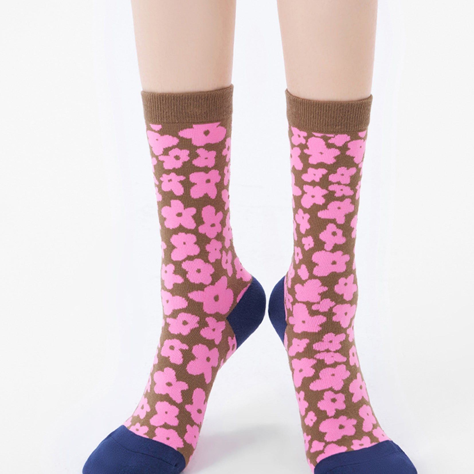 Purslane flower mid-calf sock - pink