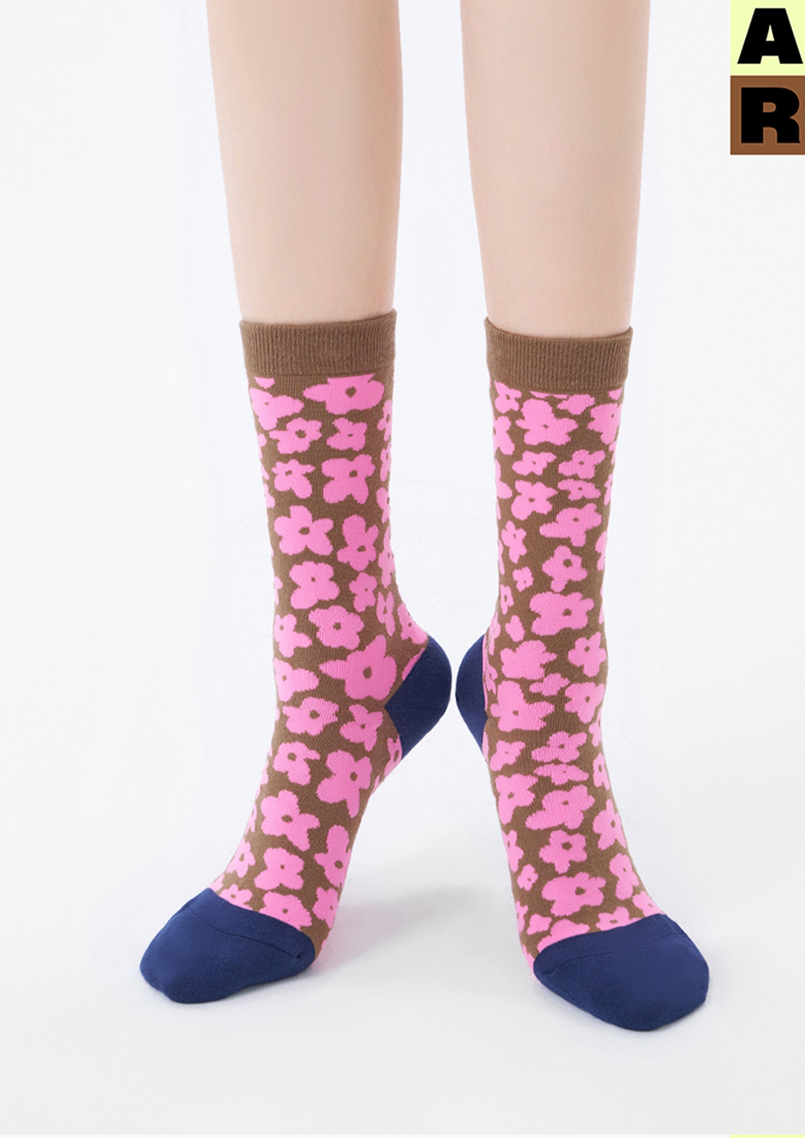 Purslane flower mid-calf sock - pink