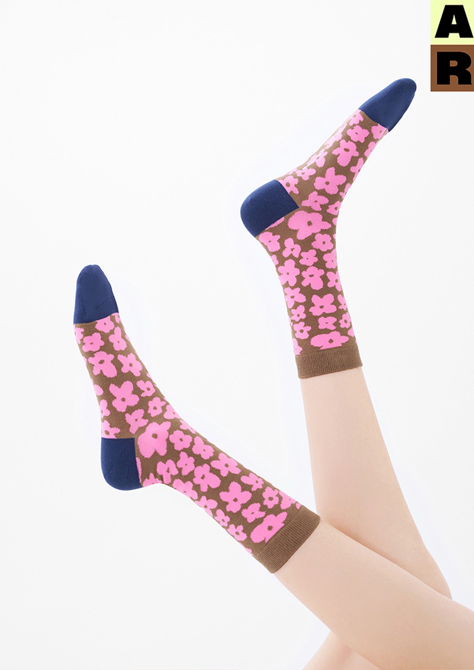 Purslane flower mid-calf sock - pink