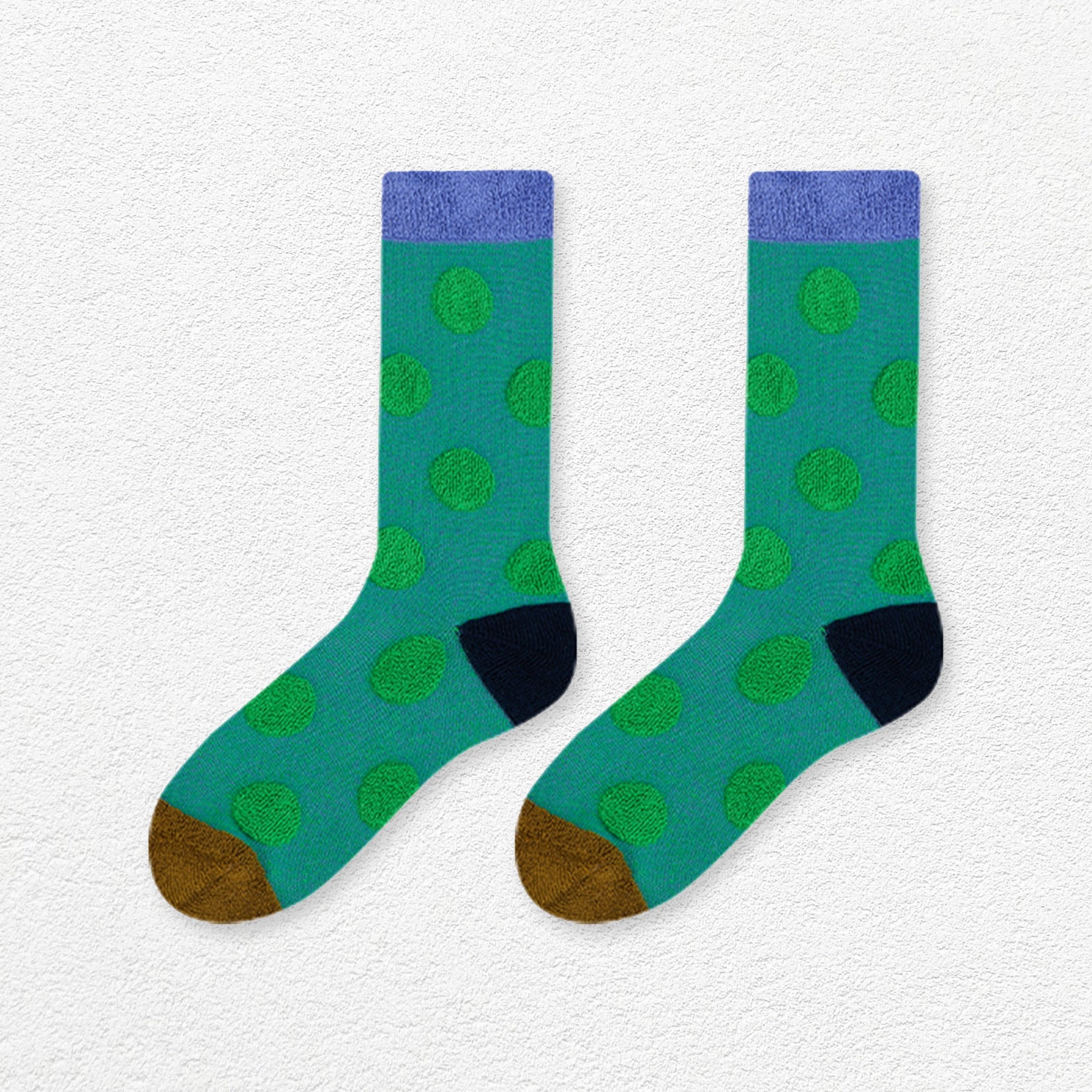 Terry polka dot mid-calf sock - sea green